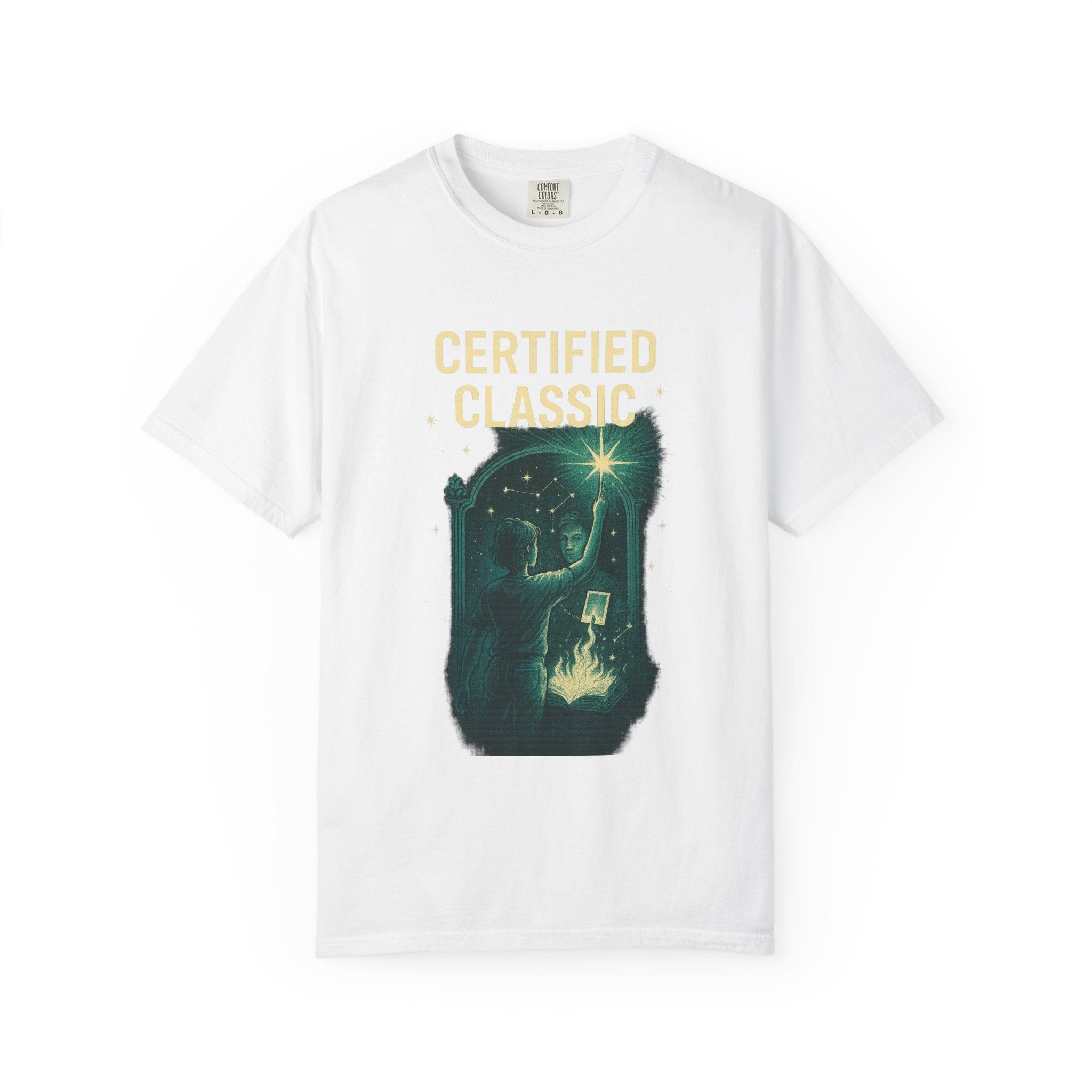 PRB Certified Classic illustration T-shirt | vintage camping, night sky, campfire by Power Runs Black