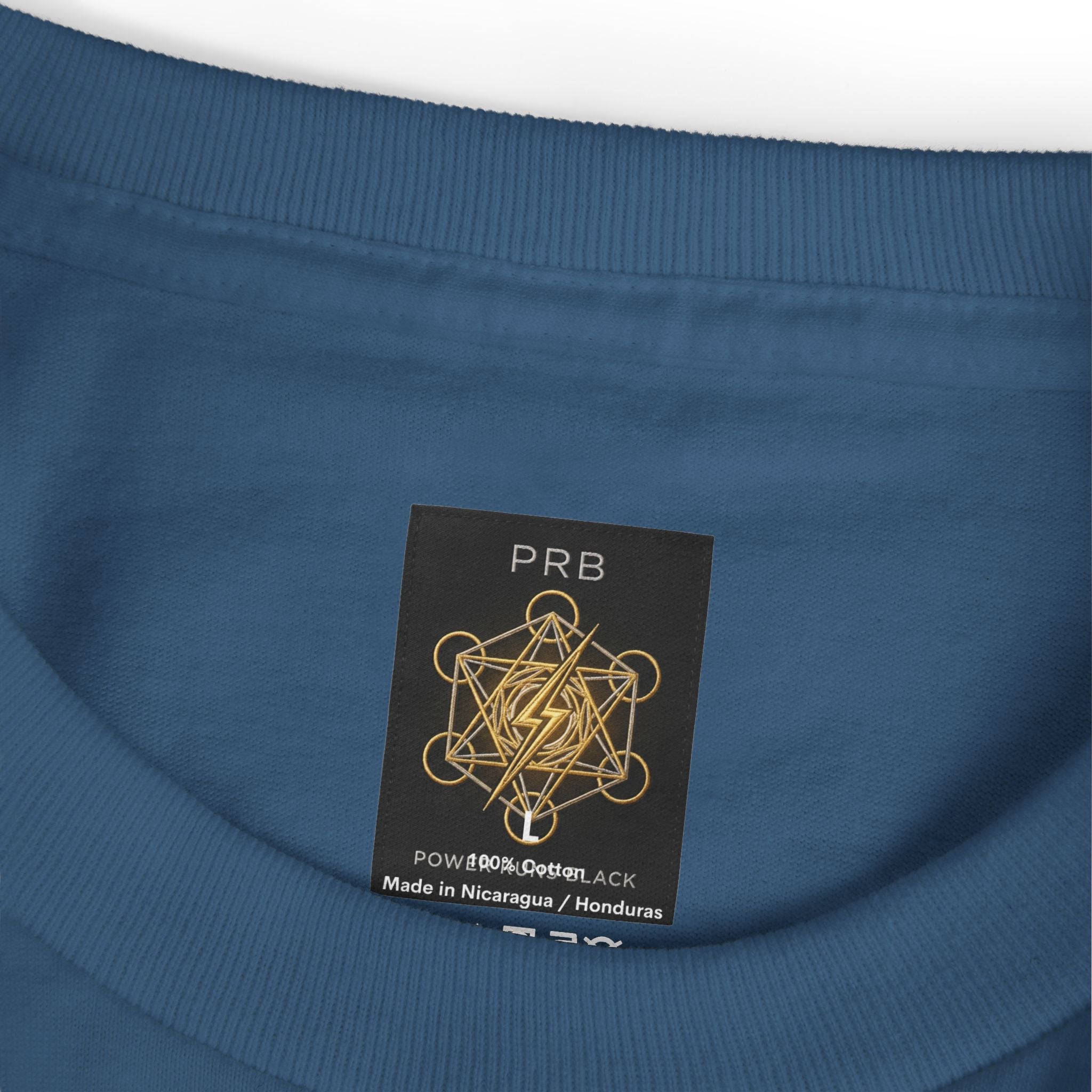 Power Runs Black PRB Abstract Geometric Logo Tee — Vintage Garment-Dyed Graphic T-Shirt by Power Runs Black