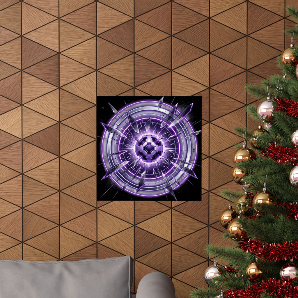 Power Runs Black Purple Energy Shield Matte Poster by Power Runs Black