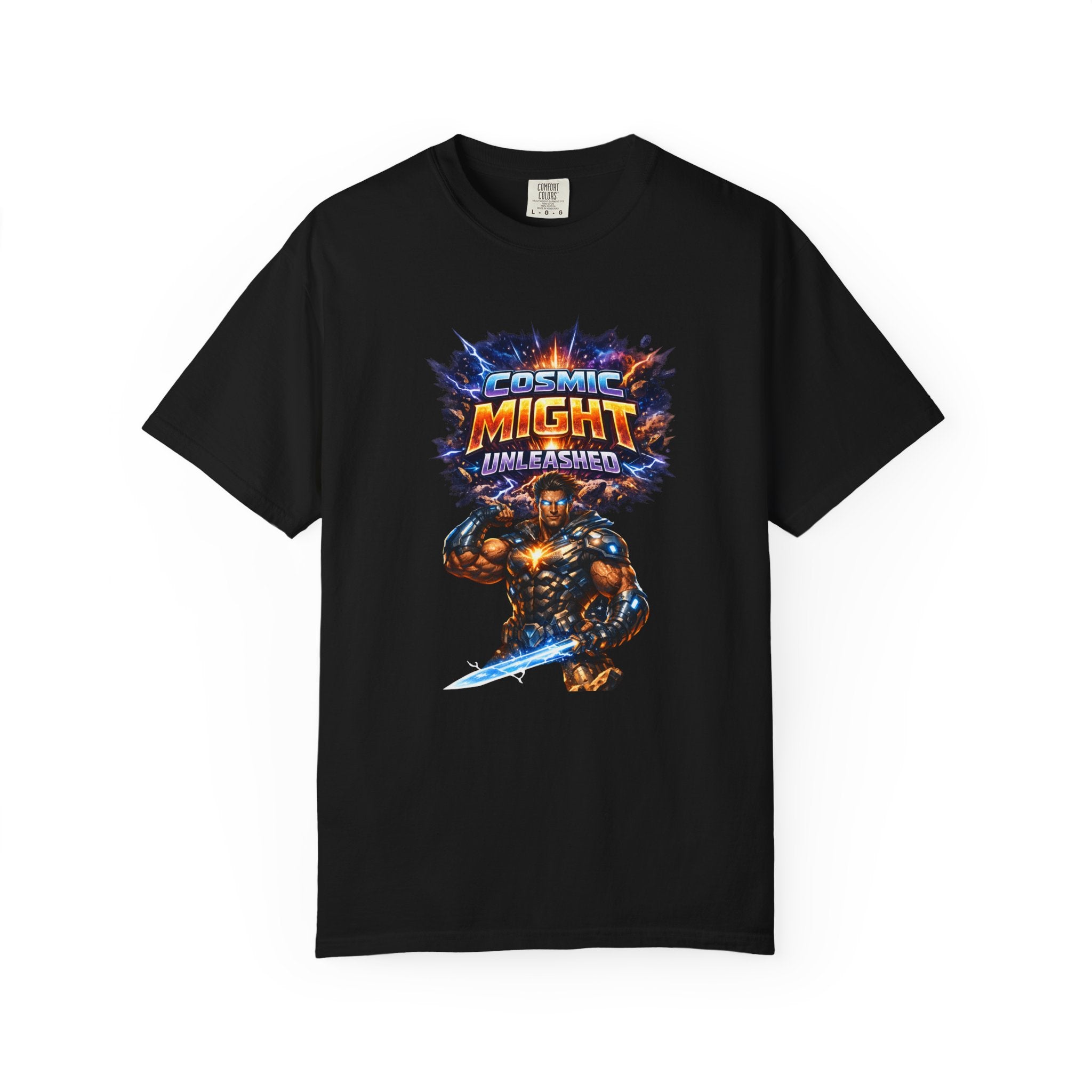 PRB Cosmic Might Unleashed T-shirt | Space Warrior Graphic Tee by Power Runs Black