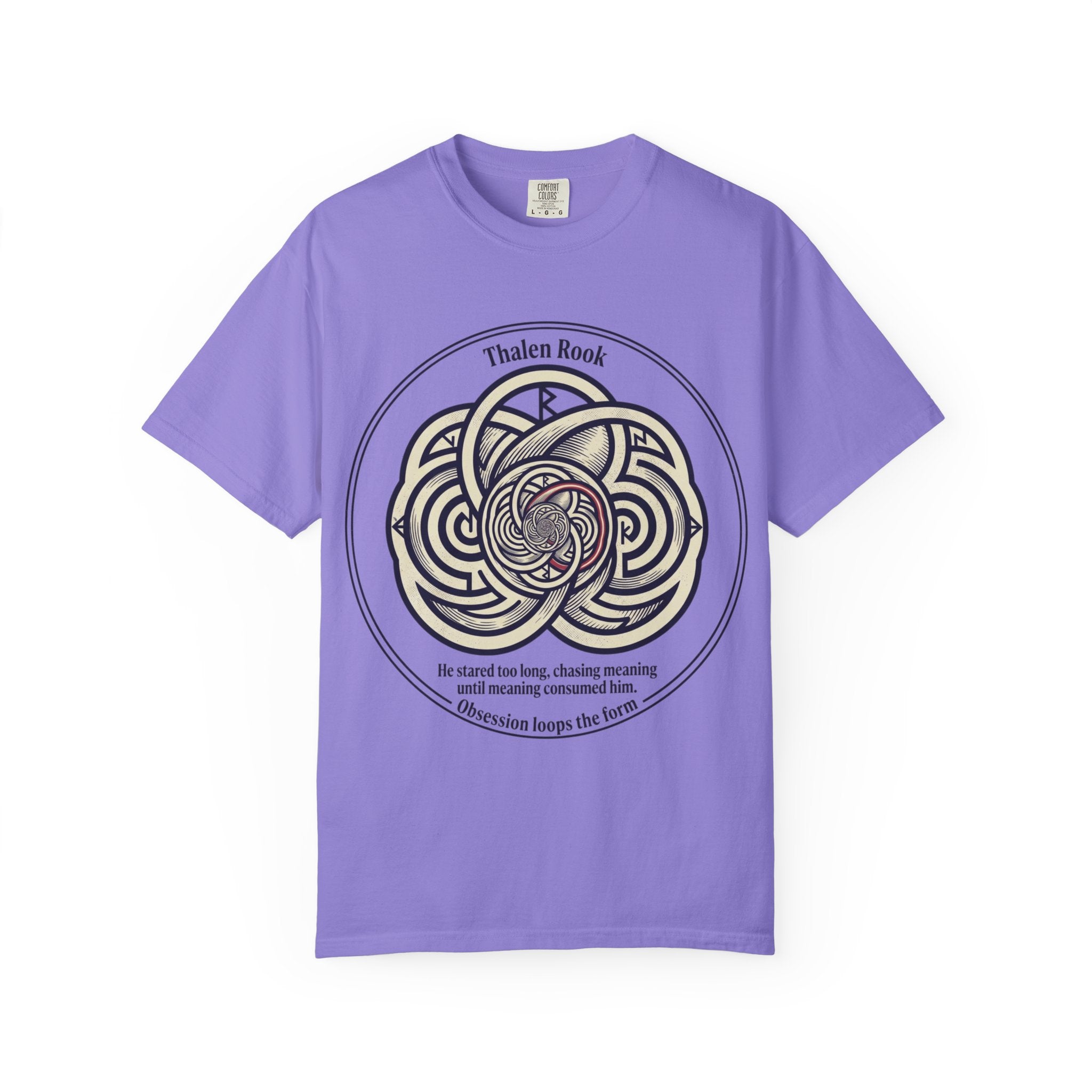 Power Runs Black PRB Thalen Rook Celtic Knot Graphic T-Shirt — "He stared too long..." Quote Tee by Power Runs Black