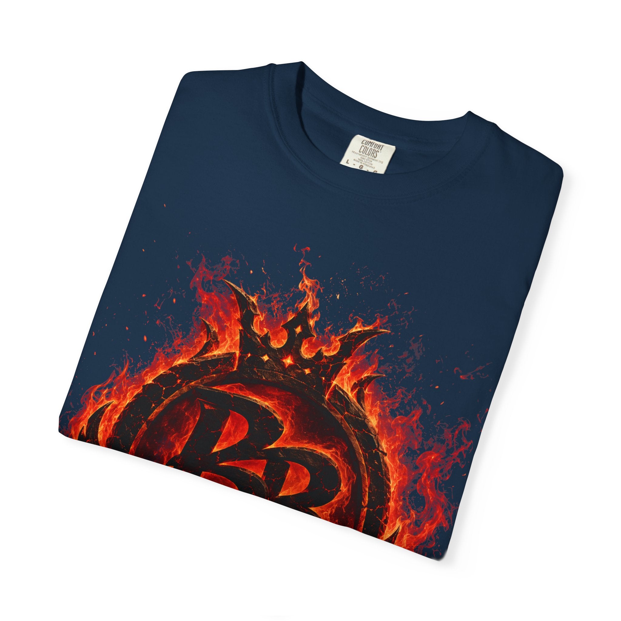 Power Runs Back PRB Flame Logo T-shirt | Fiery Emblem Tee, Grunge Rock Chic by Power Runs Black
