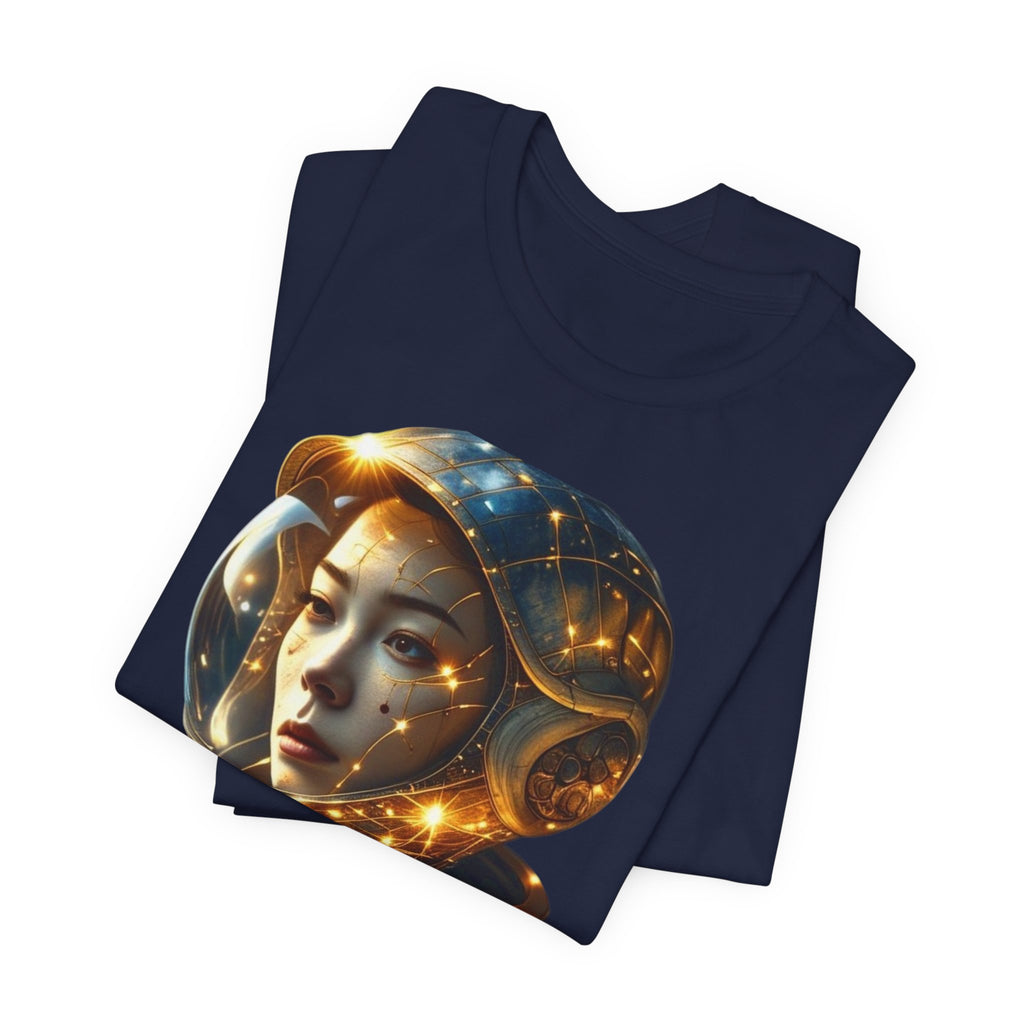 PRB Astronaut Portrait Tee — Starry Cosmic Helmet Graphic T-Shirt by Power Runs Black