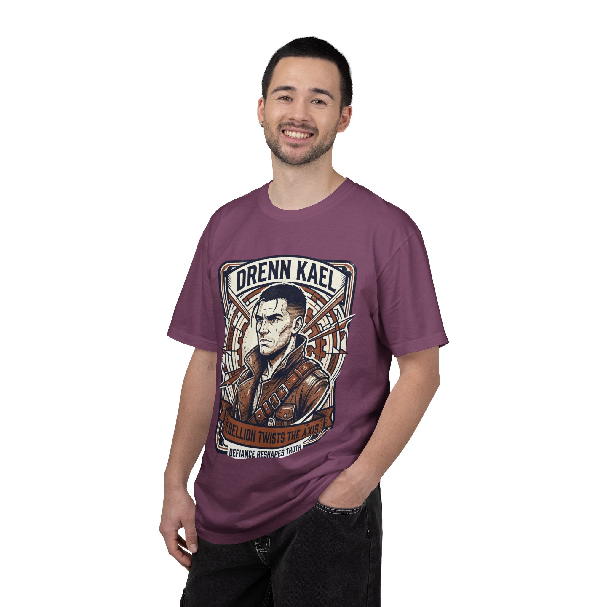 Power Runs Black PRB Drenn Kael Portrait T-Shirt — "Rebellion Twists the Axis" Graphic Tee by Printify