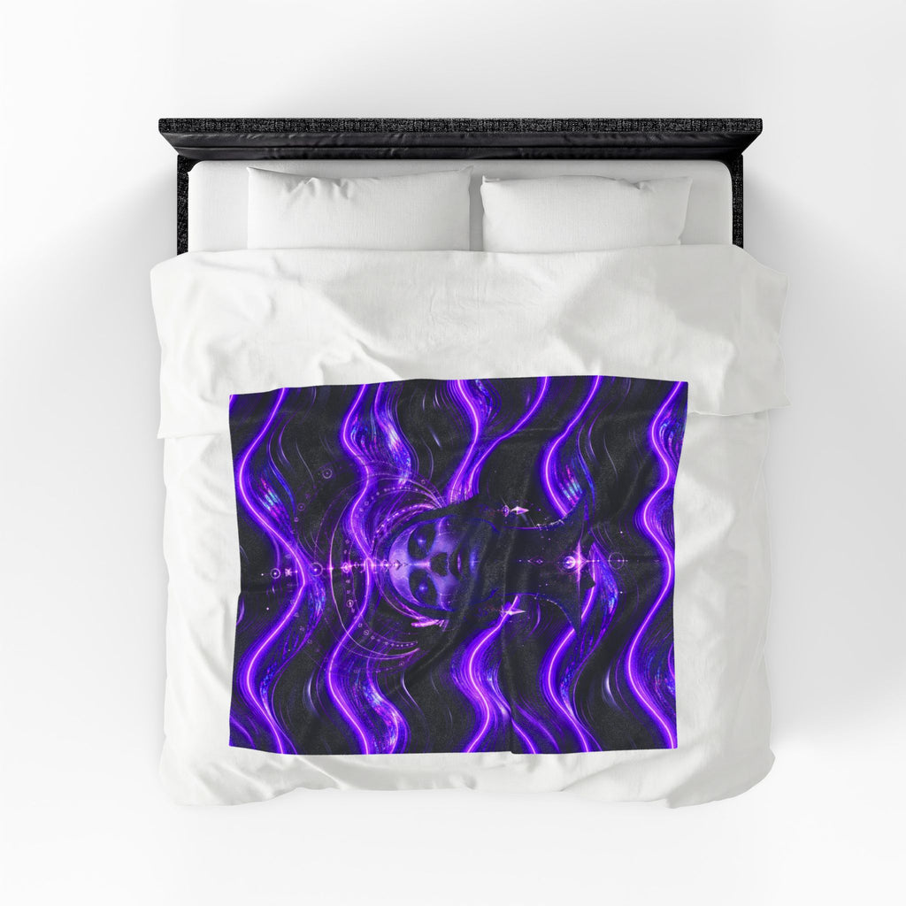 Power Runs Black Mystic Violet Aura Velveteen Plush Blanket by Power Runs Black