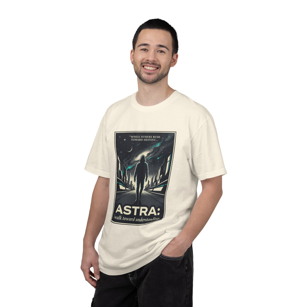 Power Runs Black Astra Sci‑Fi Graphic T-Shirt — "I walk toward understanding" Poster Design by Power Runs Black