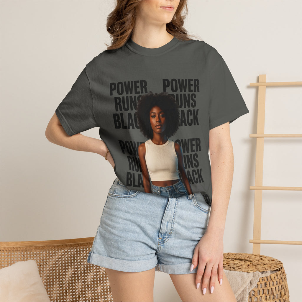 PRB Power Runs Black T-Shirt — Empowerment Portrait Tee by Power Runs Black