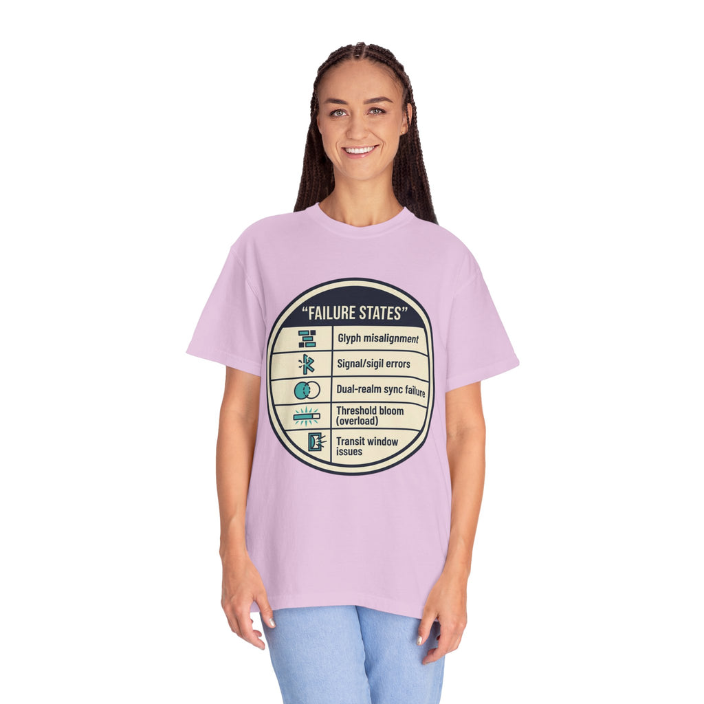 Power Runs Black PRB Failure States T-Shirt — Sci‑Fi Status Badge Graphic Tee by Power Runs Black