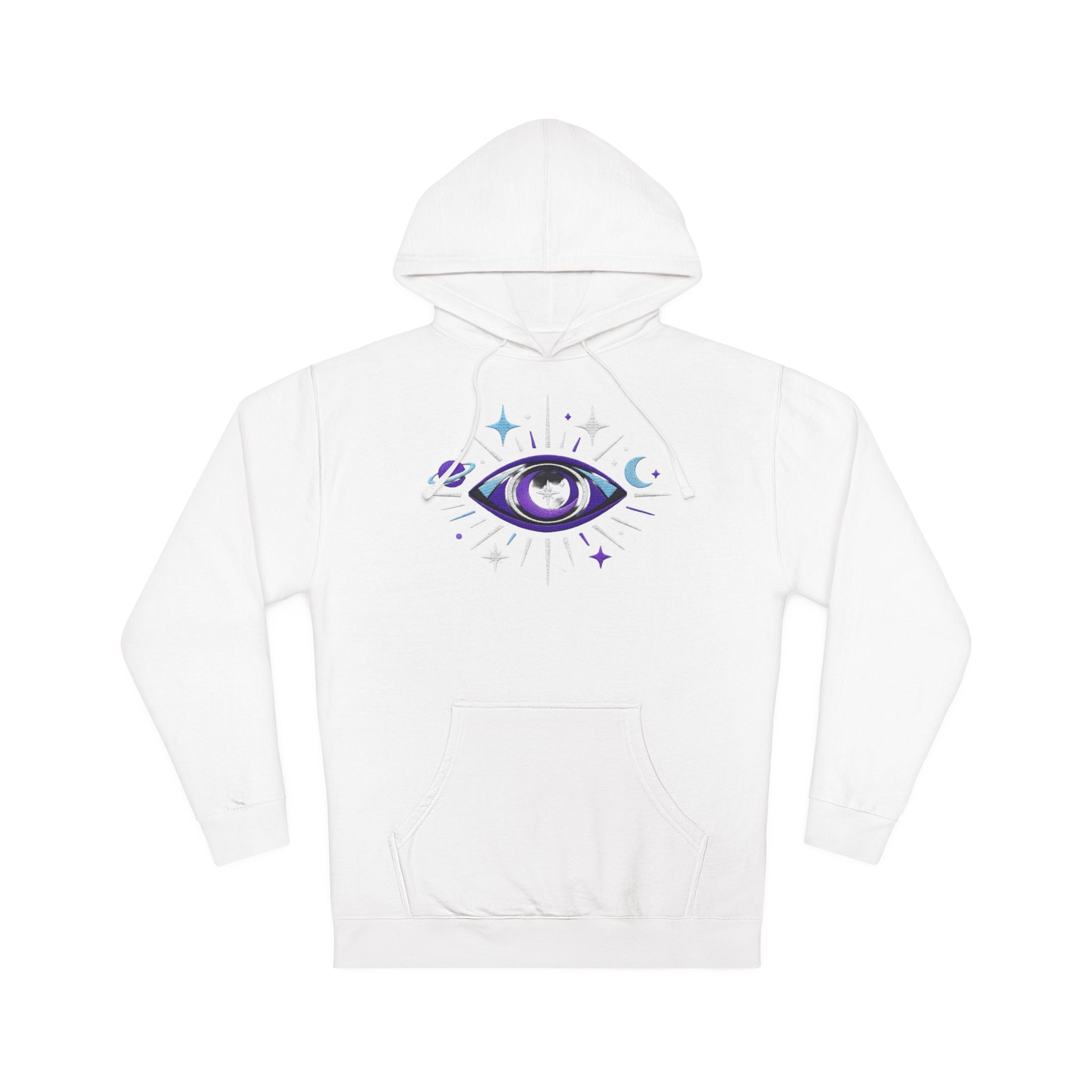 PRB Mystic Purple All-Seeing Eye Hoodie | Celestial Stars Moon by Power Runs Black