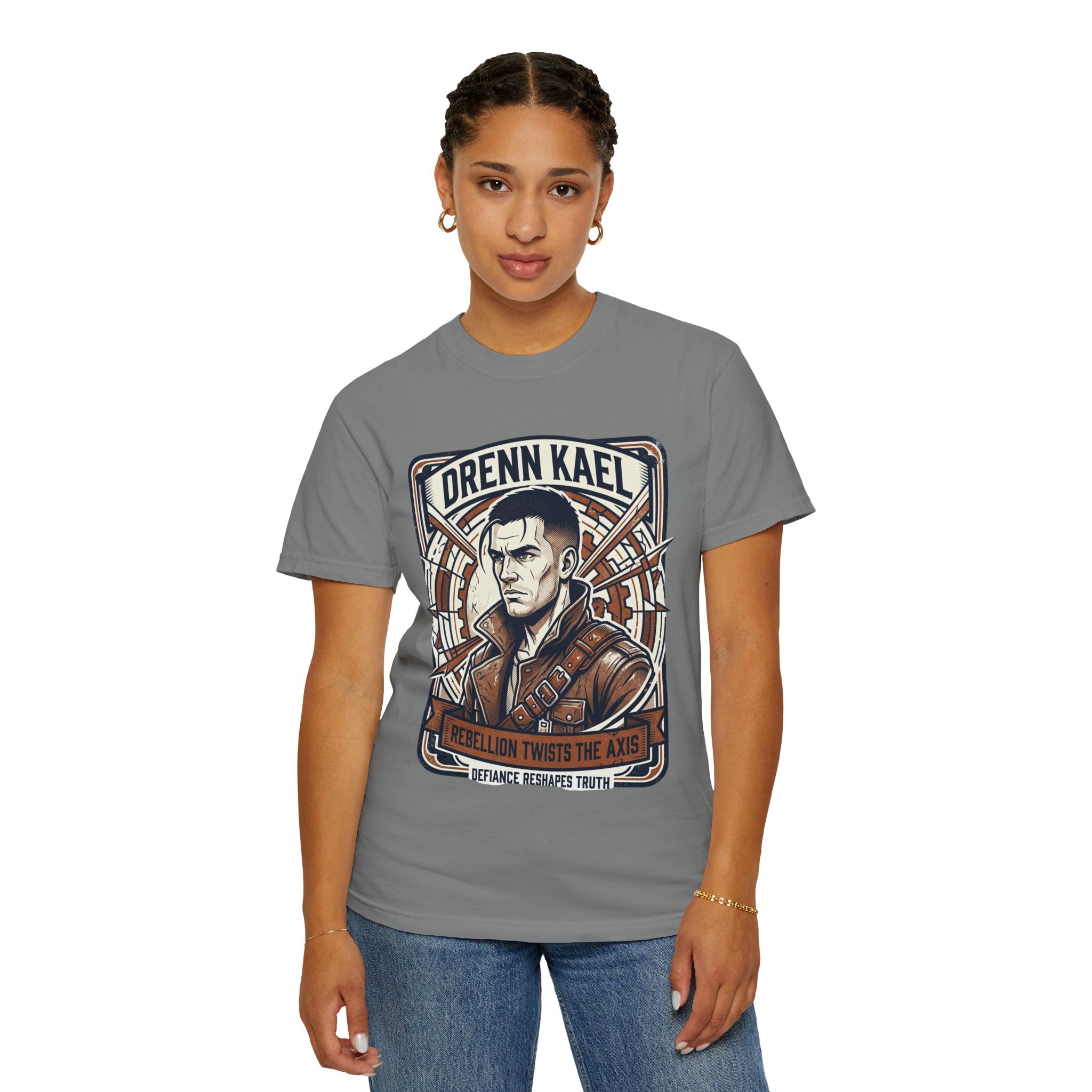 Power Runs Black PRB Drenn Kael Portrait T-Shirt — "Rebellion Twists the Axis" Graphic Tee by Power Runs Black