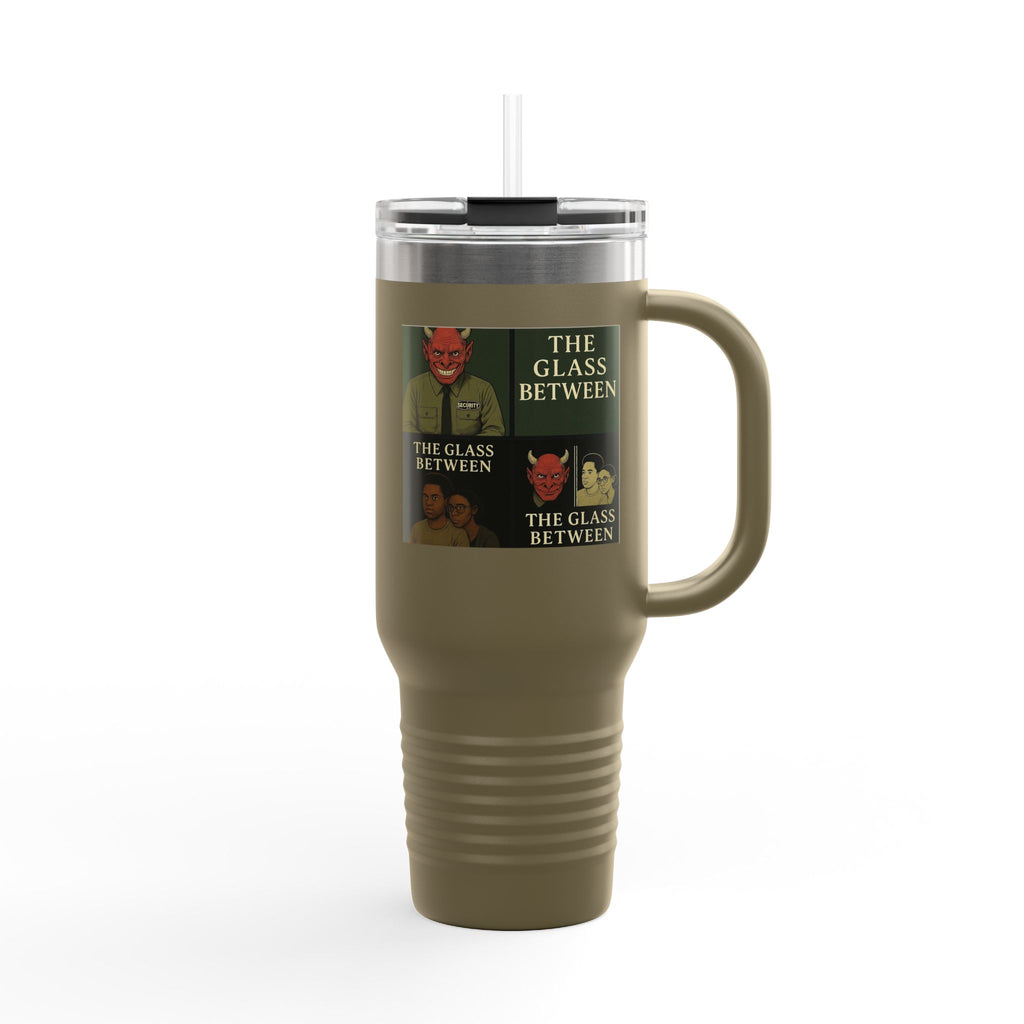PRB The Glass Between collage travel mug | 40oz insulated tumbler by Power Runs Black