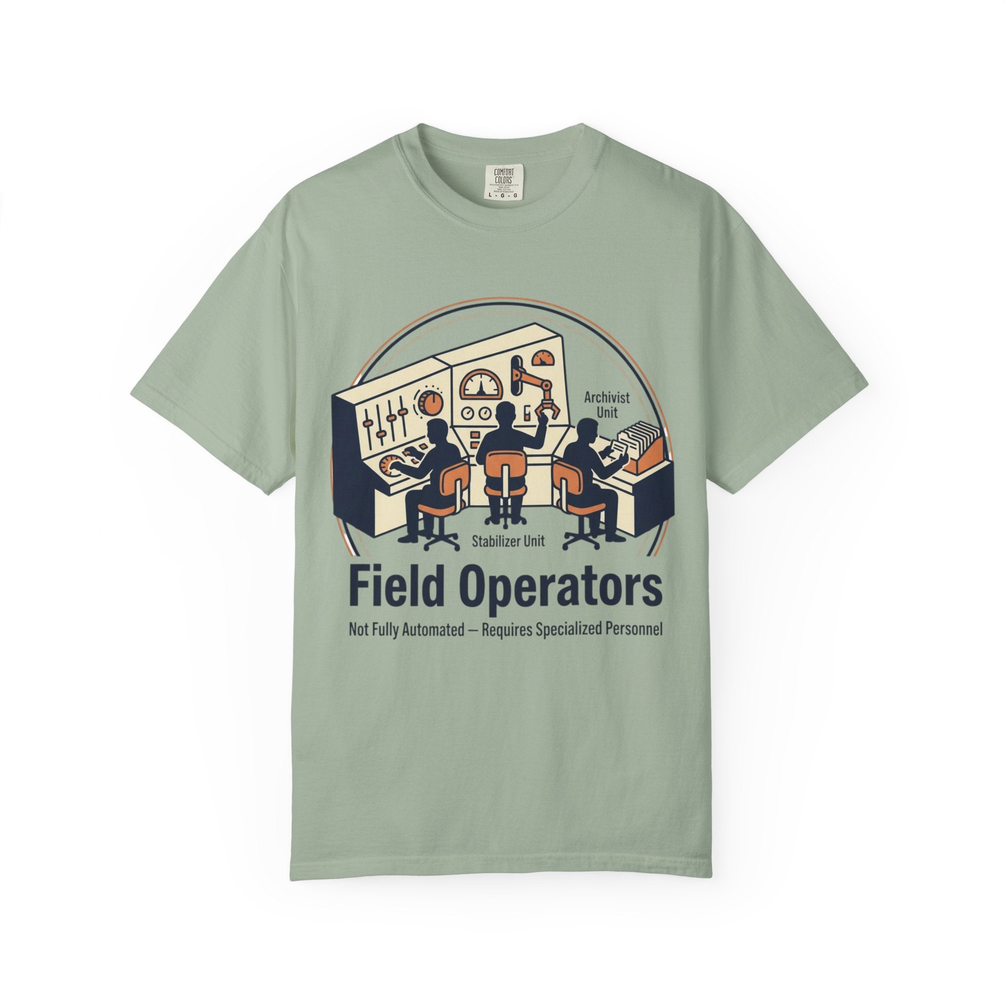 Power Runs Black PRB Field Operators T-Shirt — "Field Operators: Not Fully Automated — Requires Specialized Personnel" by Power Runs Black