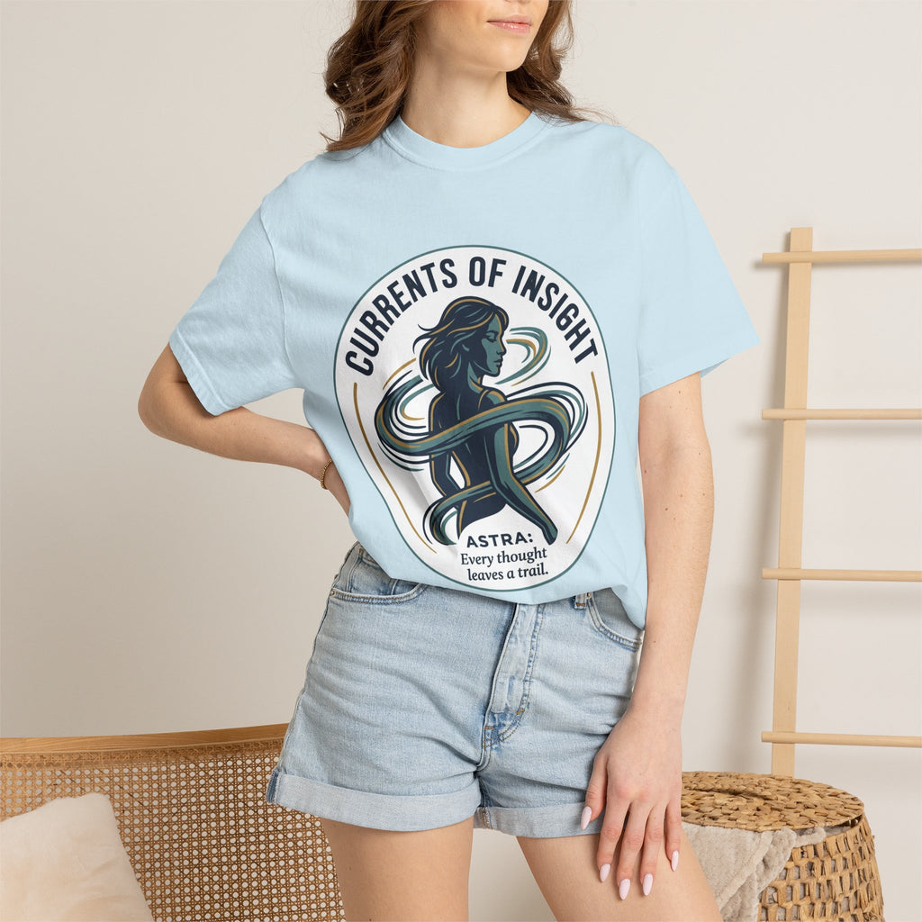 Power Runs Black Currents of Insight T-Shirt — 'Astra: Every thought leaves a trail' Graphic Tee by Power Runs Black
