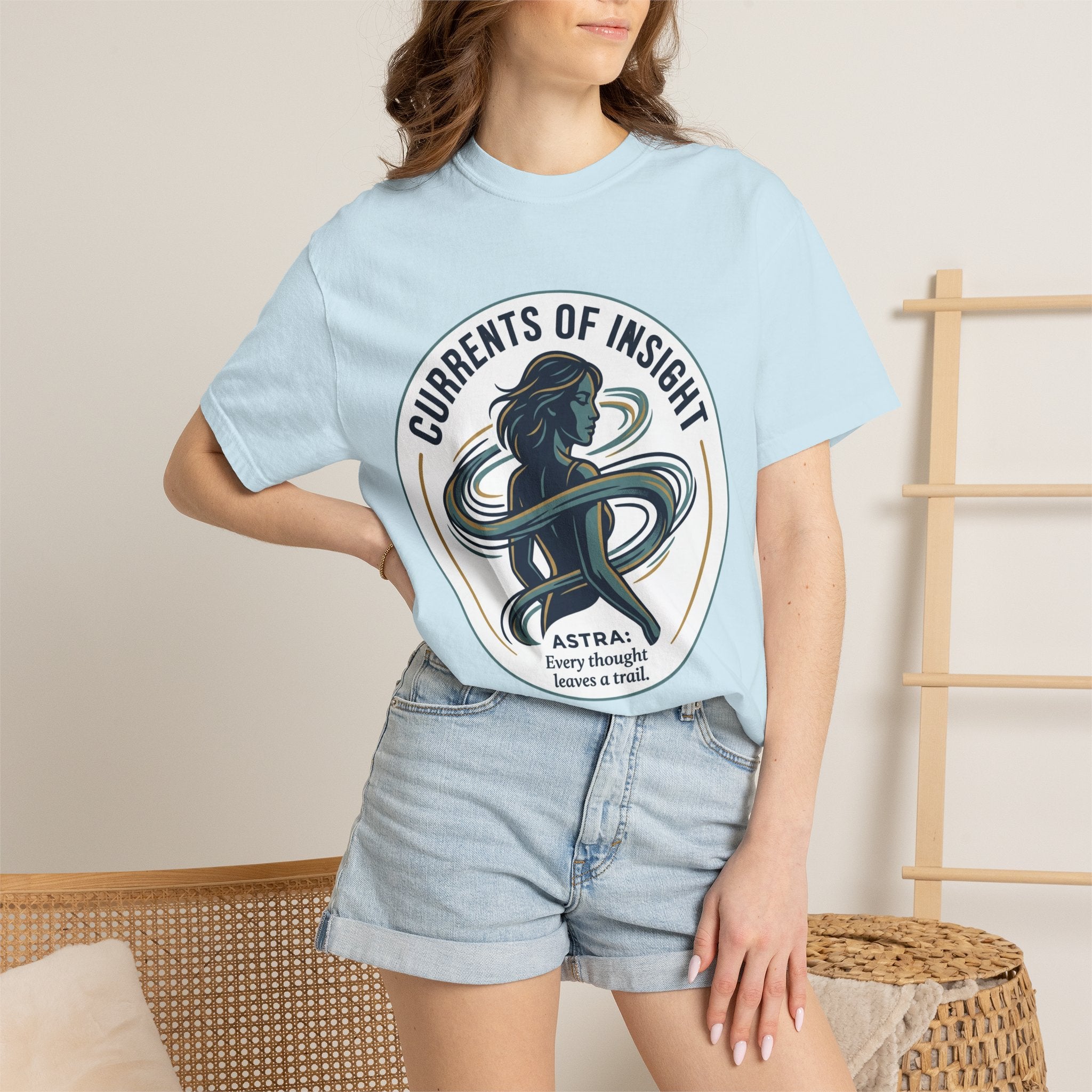 Power Runs Black Currents of Insight T-Shirt — 'Astra: Every thought leaves a trail' Graphic Tee by Power Runs Black