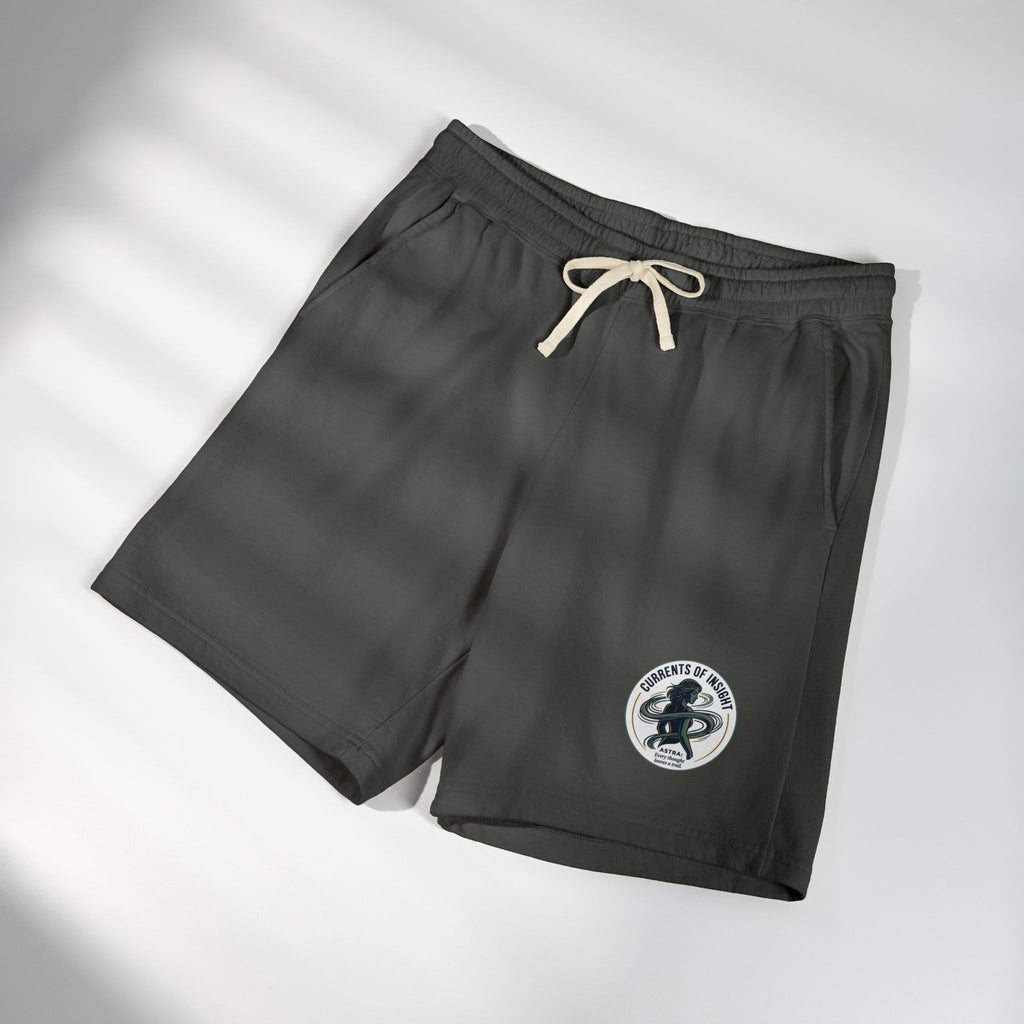 Power Runs Black Lightweight Fleece Sweat Shorts — Vintage Surf Patch by Power Runs Black