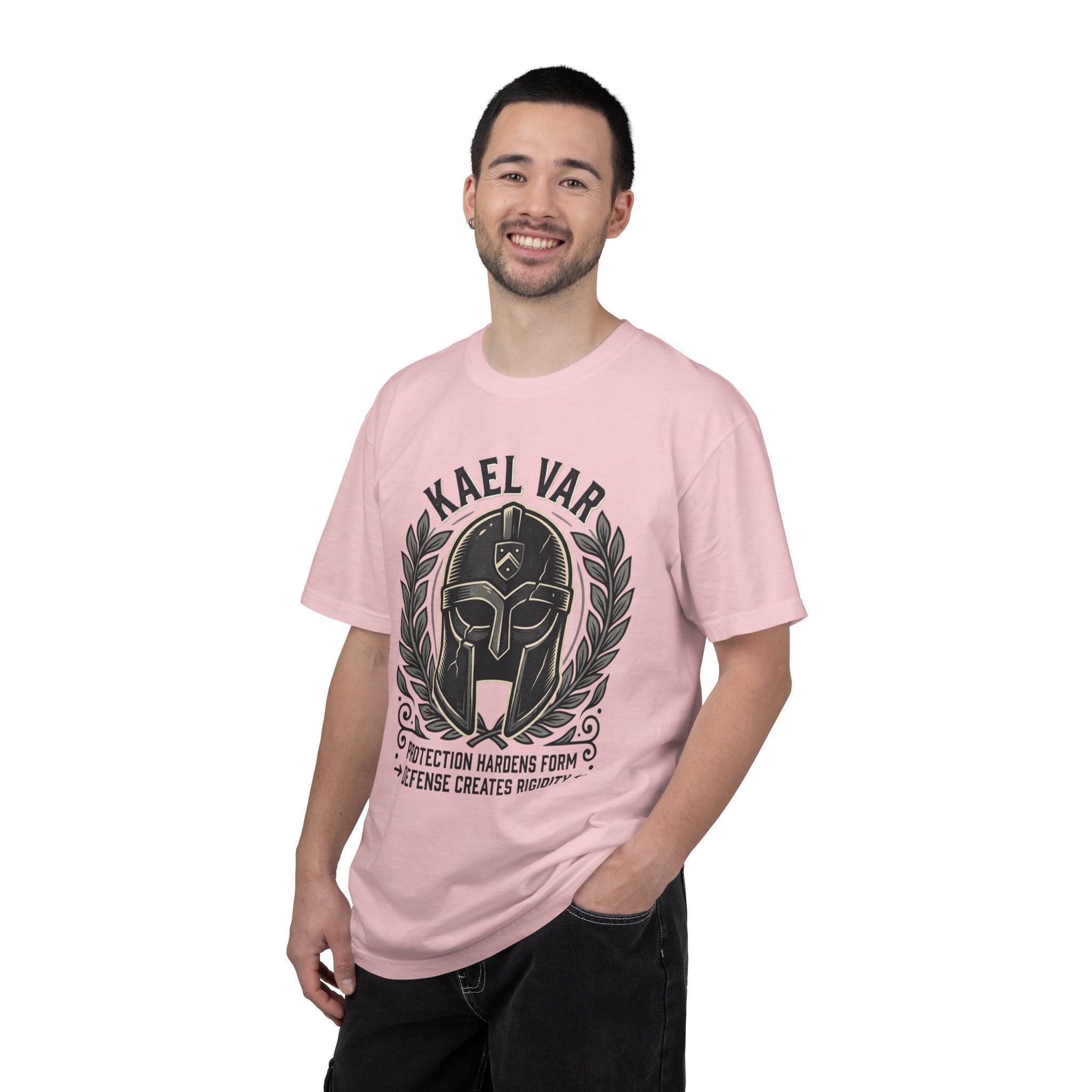 Power Runs Black PRB Kael Var Helmet Graphic T-Shirt — "Protection Hardens Form" Warrior Tee by Power Runs Black