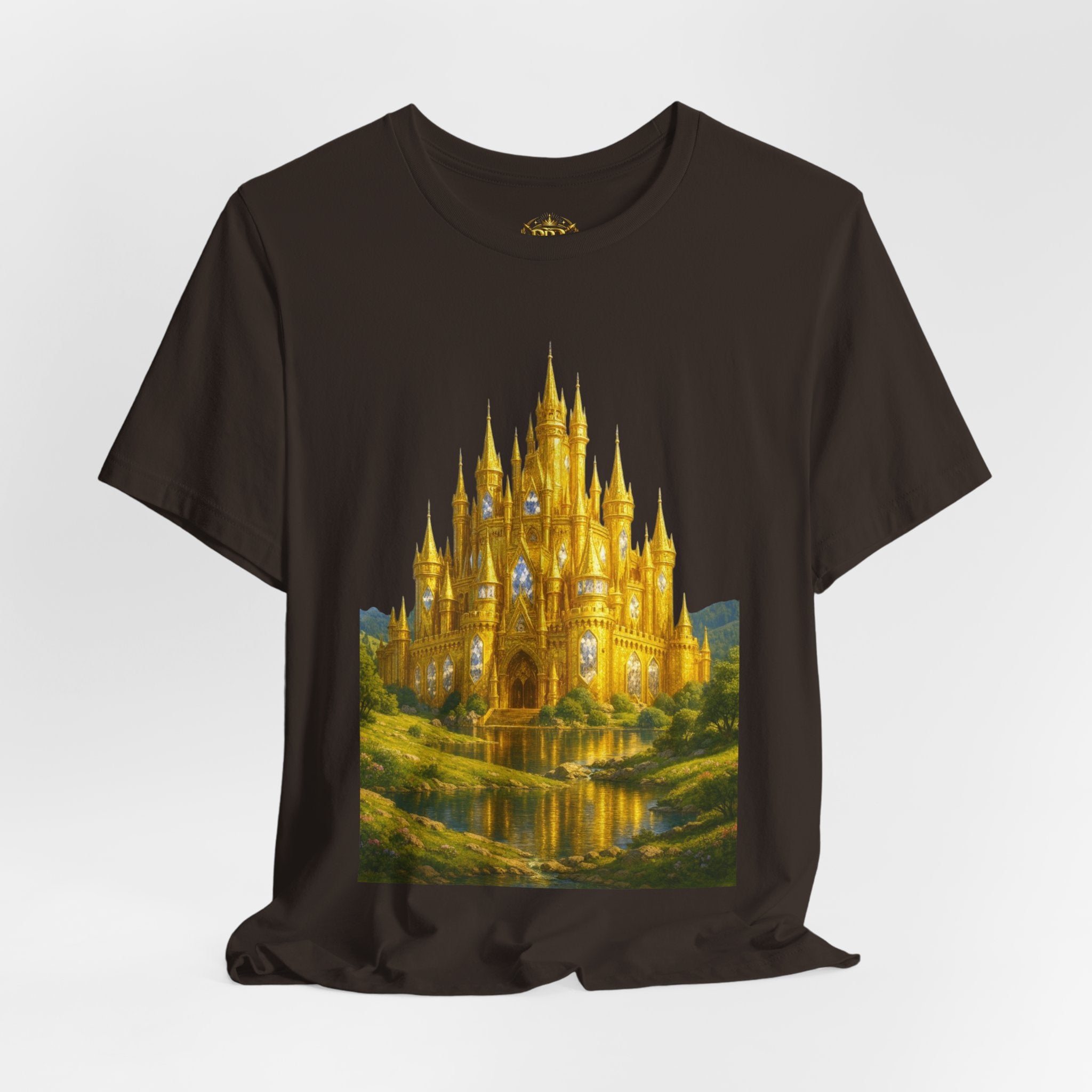 PRB Golden Fantasy Castle Tee | Magical Kingdom Illustration, Fairytale Scene by Printify