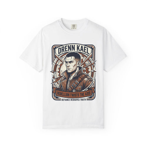 Power Runs Black PRB Drenn Kael Portrait T-Shirt — "Rebellion Twists the Axis" Graphic Tee by Printify