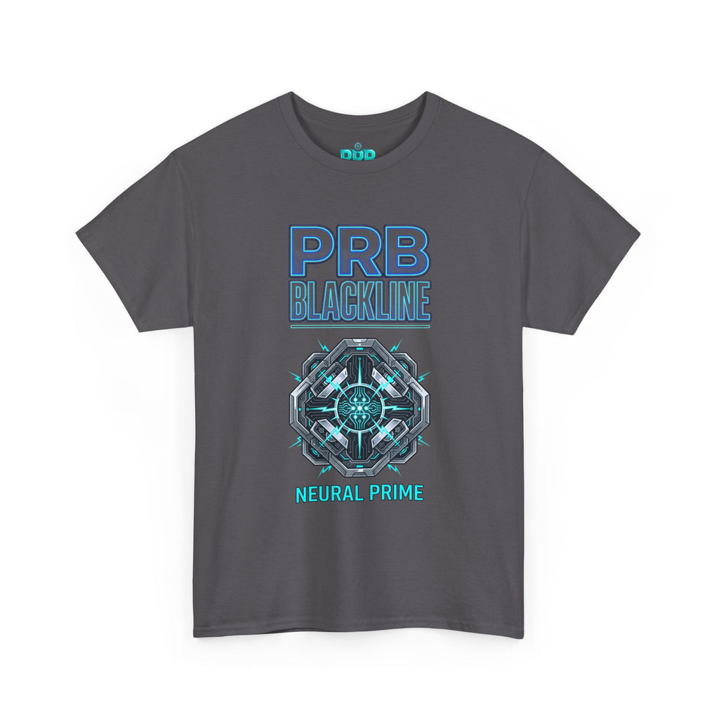 PRB Blackline Neural Prime Tech Tee — Futuristic Sci‑Fi Circuit Graphic T-Shirt by Power Runs Black