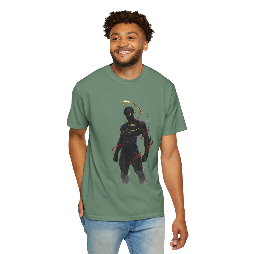 PRB Shadow Hero Graphic T-Shirt — Haloed Vigilante Illustration by Power Runs Black