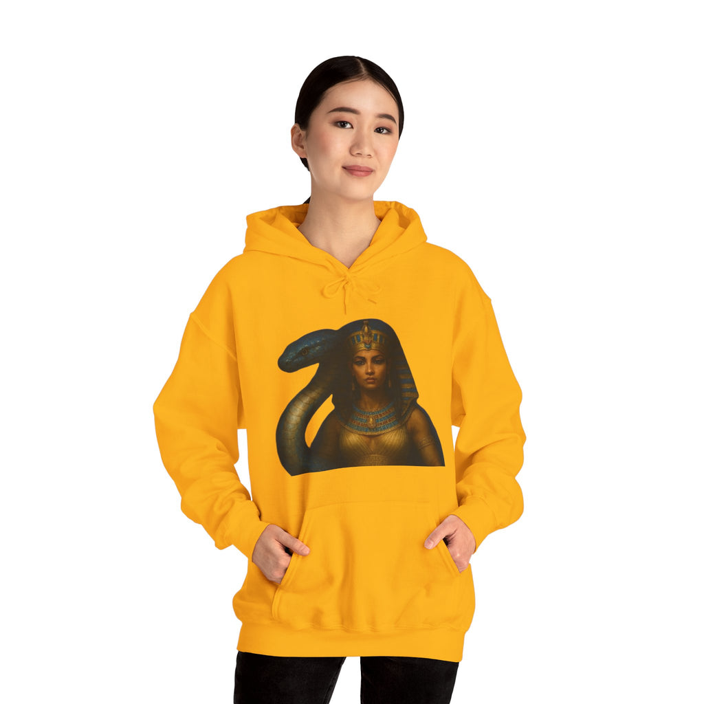 PRB Egyptian Goddess Portrait Hoodie | Serpent Headdress, Ancient Queen Art by Power Runs Black