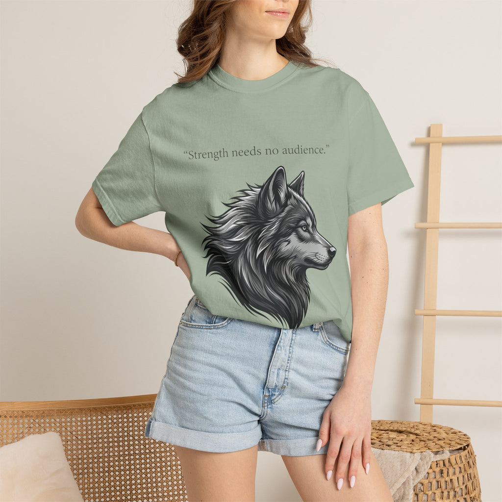 PRB Wolf Head T-Shirt — "Strength needs no audience" Inspirational Graphic Tee by Printify