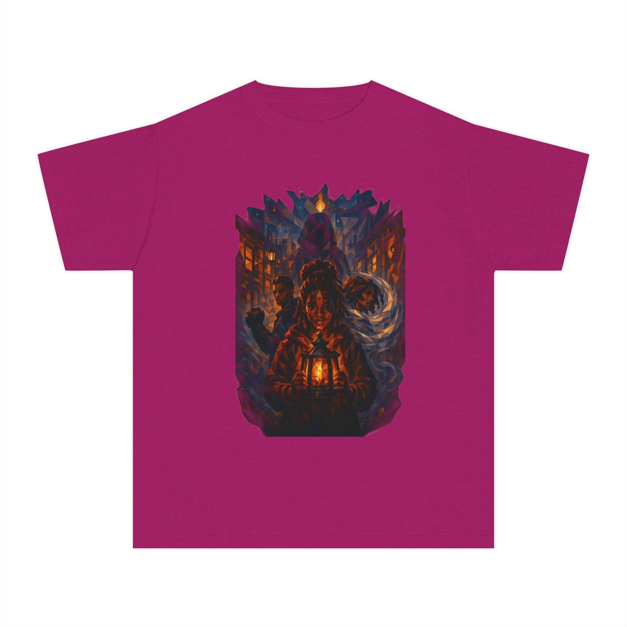 Power Runs Black PRB Youth Tee - Haunted Lantern Fantasy Forest Graphic by Power Runs Black