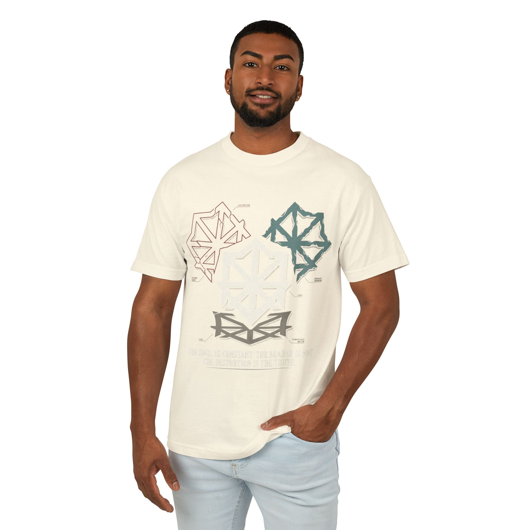 Power Runs Black PRB Abstract Geometric Logo Tee — Vintage Garment-Dyed Graphic T-Shirt by Power Runs Black