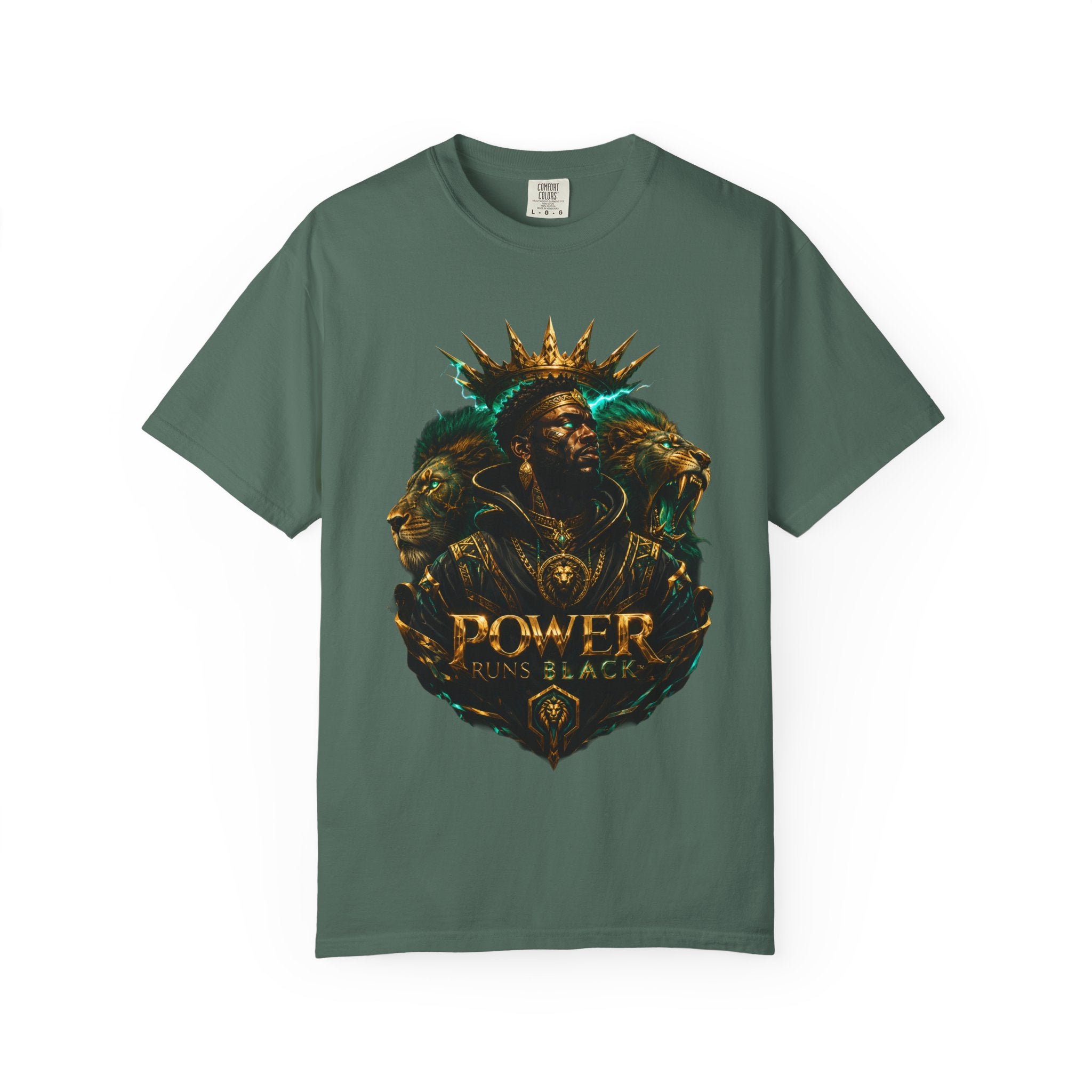Power Runs Black PRB Green Angel Graphics Tee by Power Runs Black
