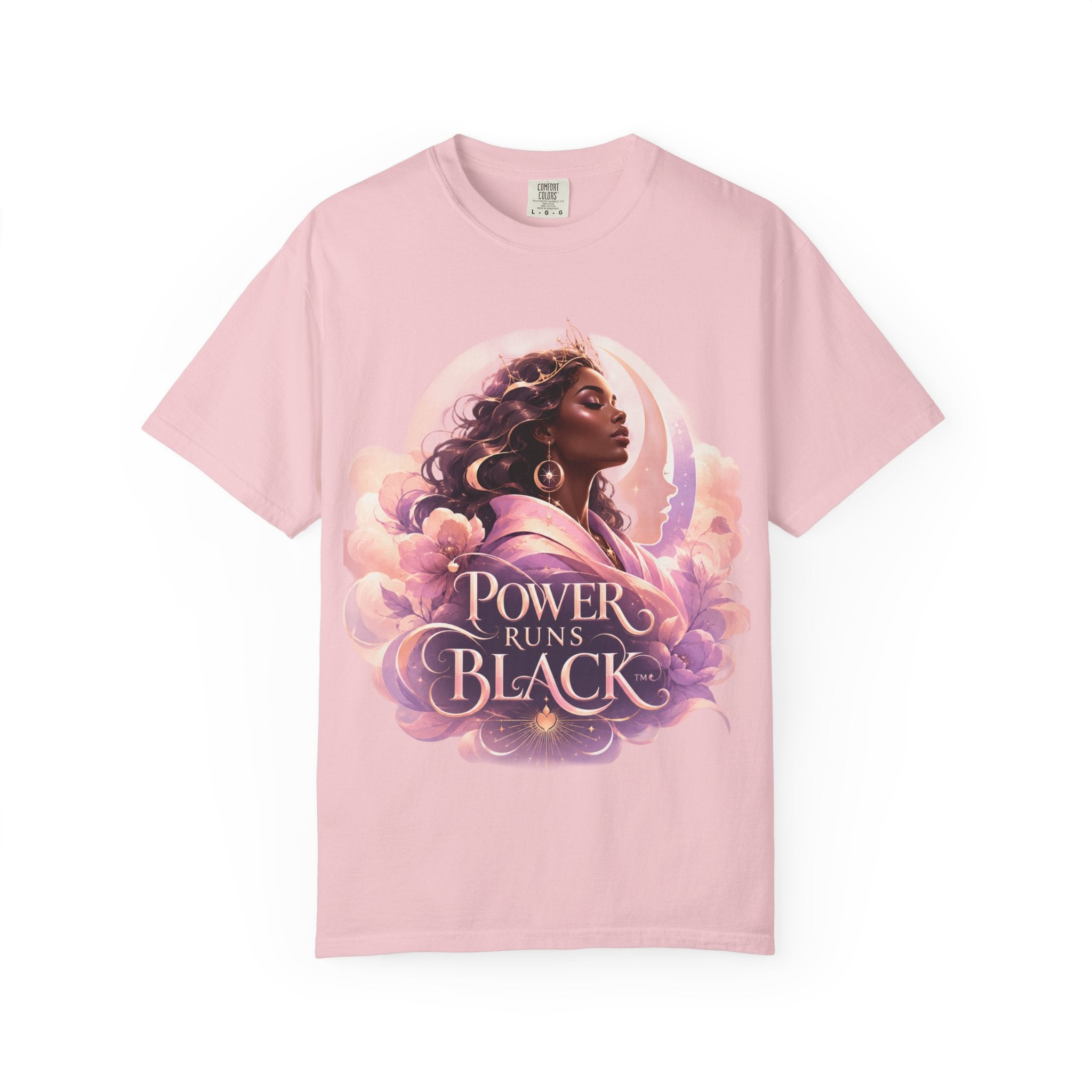 Power Runs Black graphic tee | Black woman portrait, Afro empowerment shirt by Power Runs Black