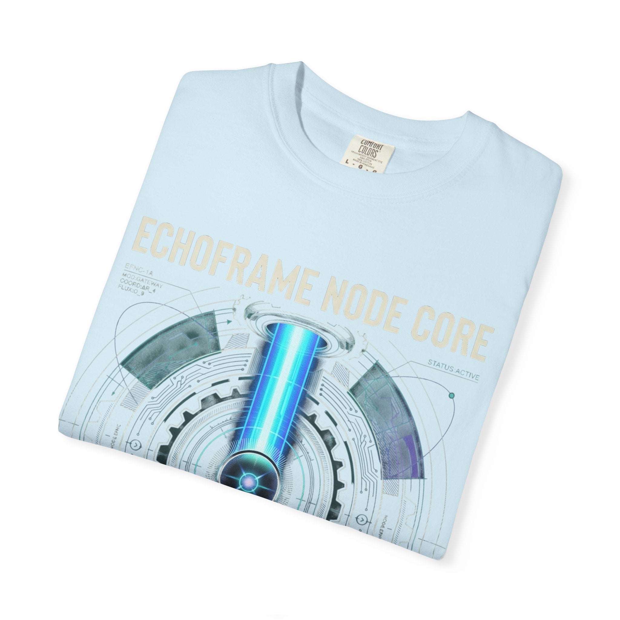 Power Runs Black PRB Echoframe Node Core T-Shirt — Futuristic Tech Graphic Tee by Power Runs Black