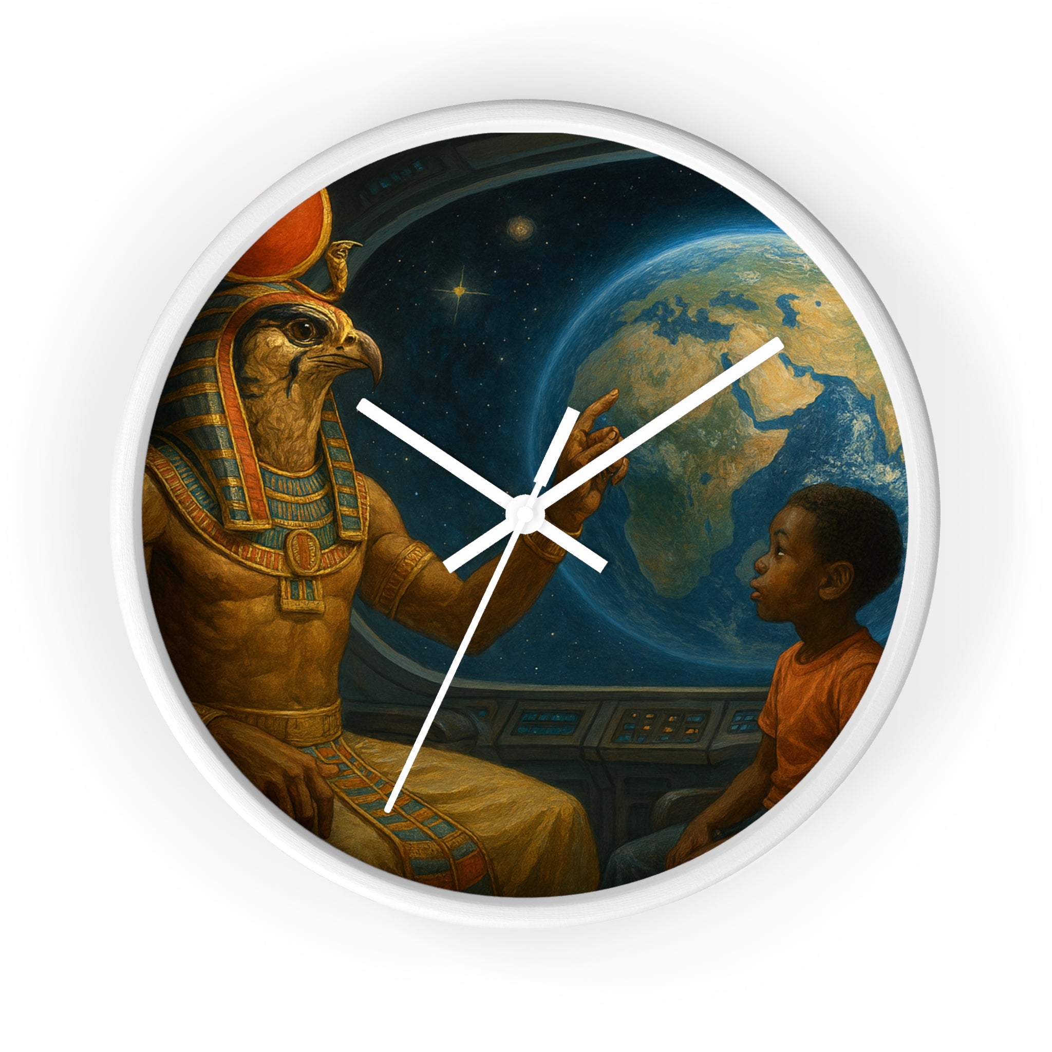 Power Runs Black PRB PRB Egyptian God Horus Wall Clock — Child & World Fantasy Space Art by Printify