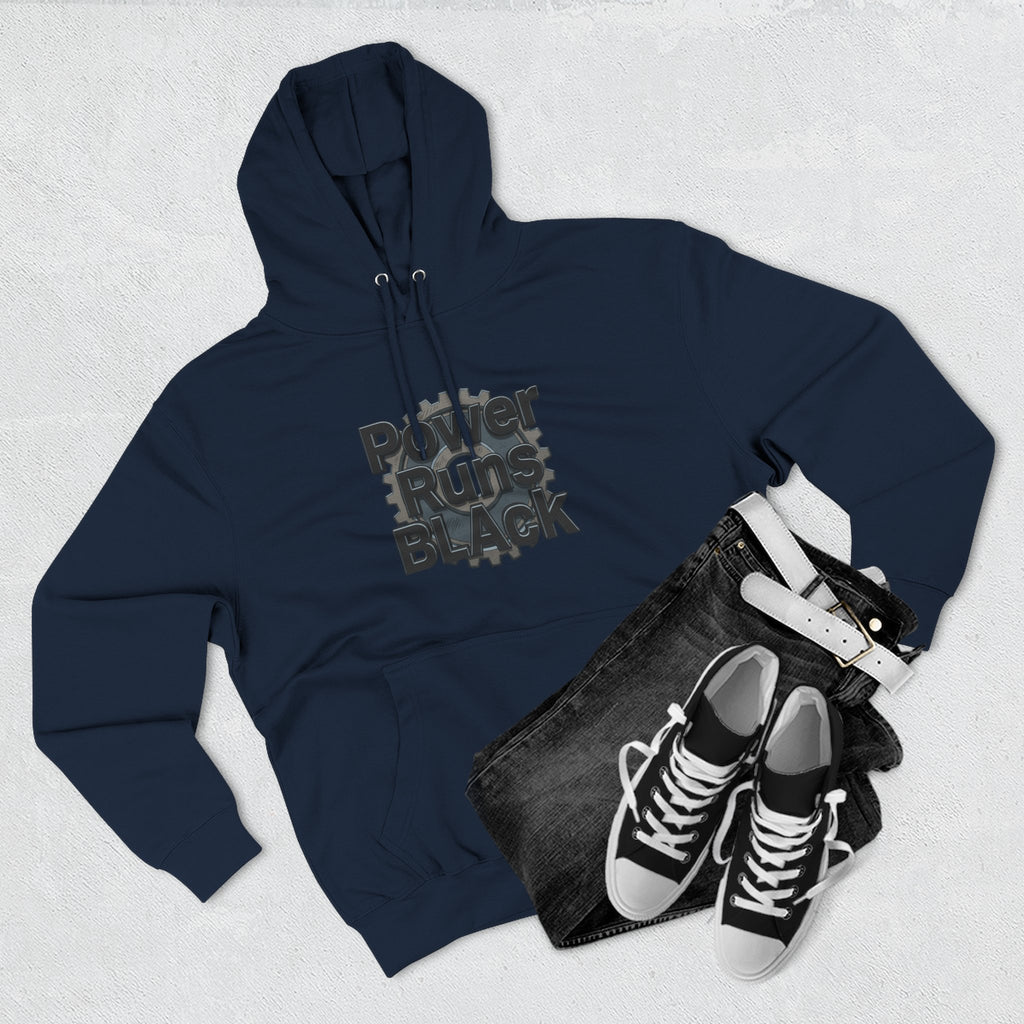 PRB Built of Power Graphic Hoodie — ‘Power Runs Black’ Industrial Mech Design by Power Runs Black