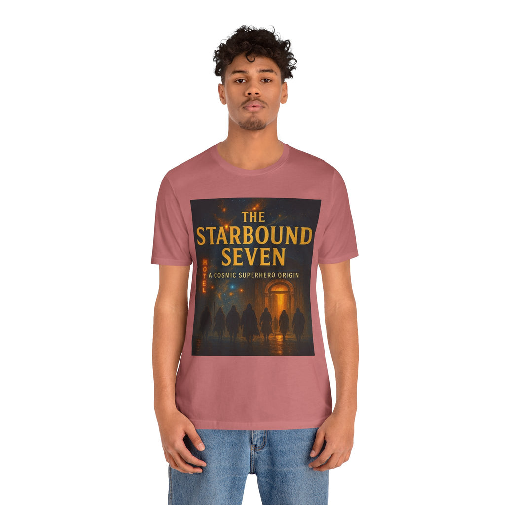 Power Runs Black PRB The Starbound Seven Tee – Retro Cosmic Superhero Poster Shirt by Power Runs Black