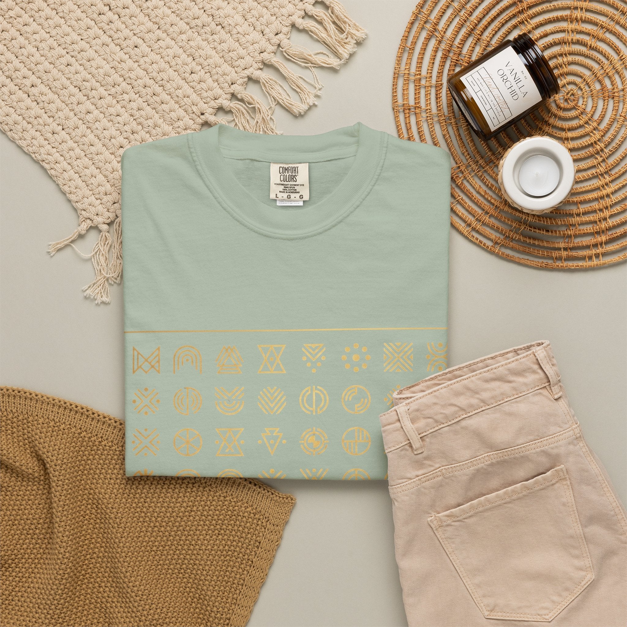 Power Runs Black PRB Symbol Grid T-Shirt — Minimal Gold Icon Graphic Tee by Printify