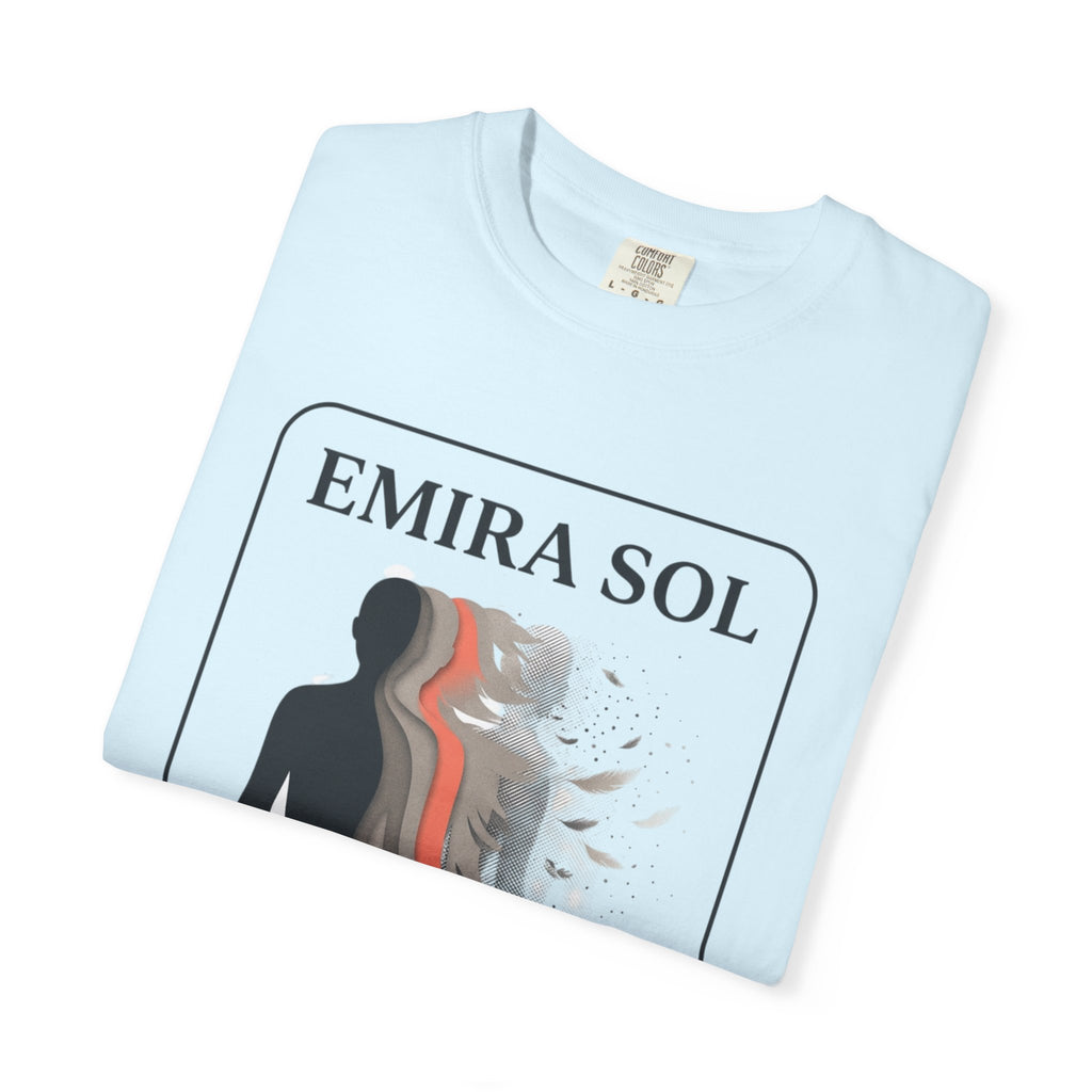 Power Runs Black PRB Emira Sol Graphic T-Shirt — Silhouette Art "Release Shadows" Tee by Printify