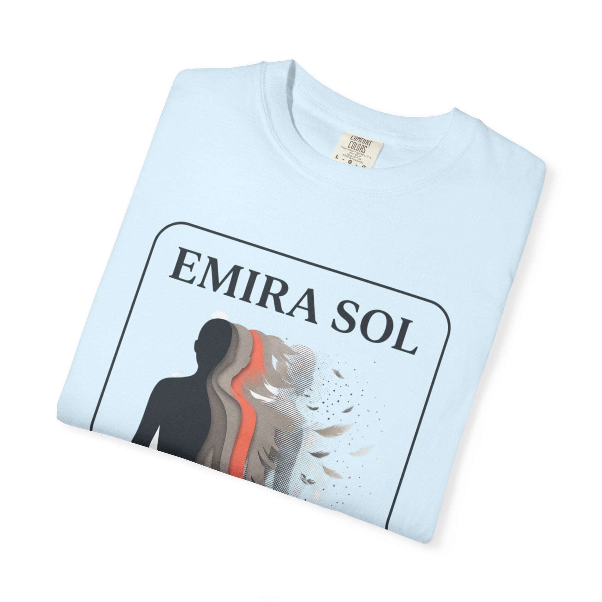 Power Runs Black PRB Emira Sol Graphic T-Shirt — Silhouette Art "Release Shadows" Tee by Printify