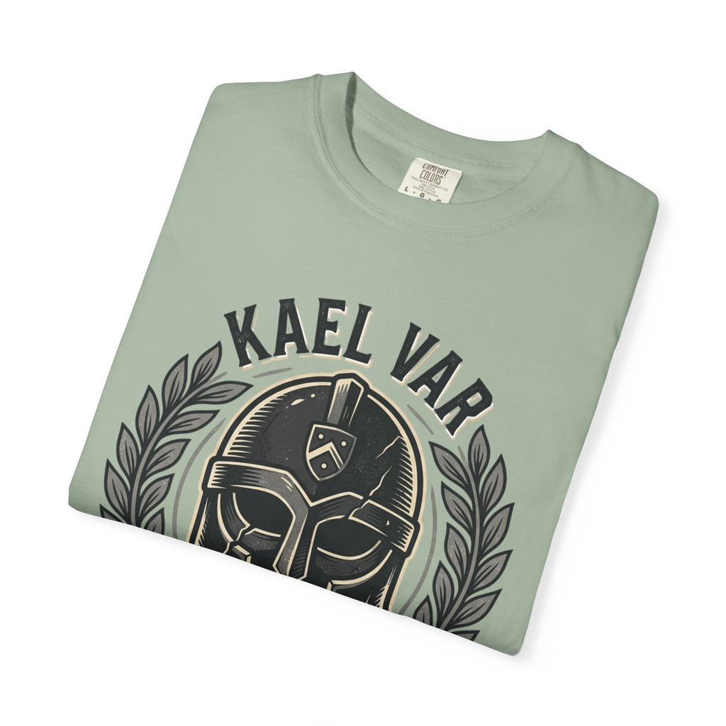 Power Runs Black PRB Kael Var Helmet Graphic T-Shirt — "Protection Hardens Form" Warrior Tee by Power Runs Black