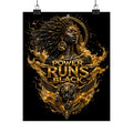Power Runs Black Matte Poster — Afrocentric Gold Goddess Wall Art by Power Runs Black