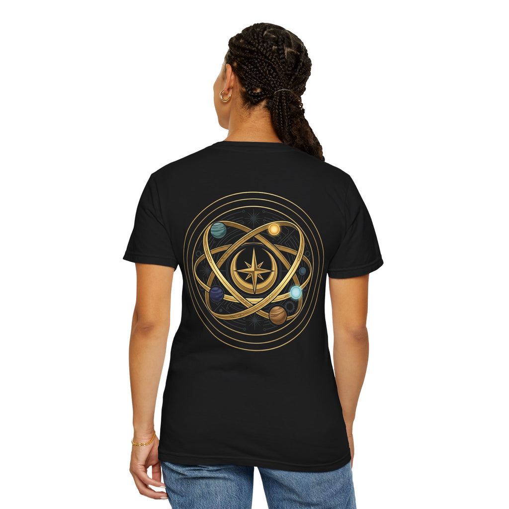PRB Crown & Cosmos Graphic T-Shirt | Gold Royal Crest & Celestial Back by Printify