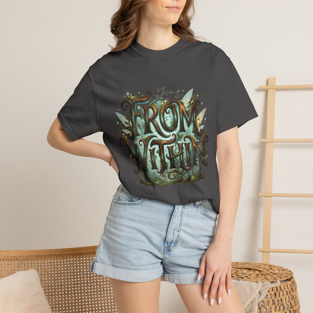 Power Runs Black PRB From Within T-shirt | Nature Typography Forest Illustration by Printify