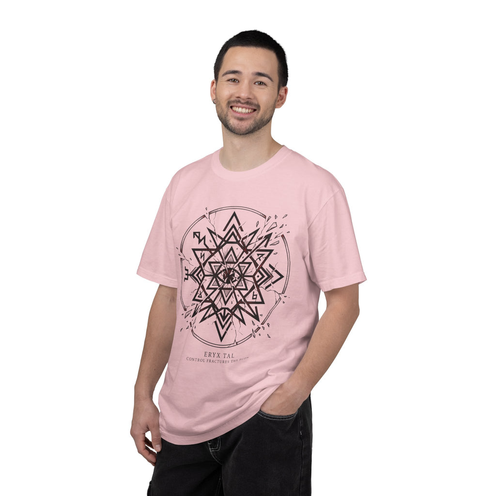 Power Runs Black PRB Eryx Tal Geometric Mandala T-Shirt — Symmetric Star Graphic Tee by Printify