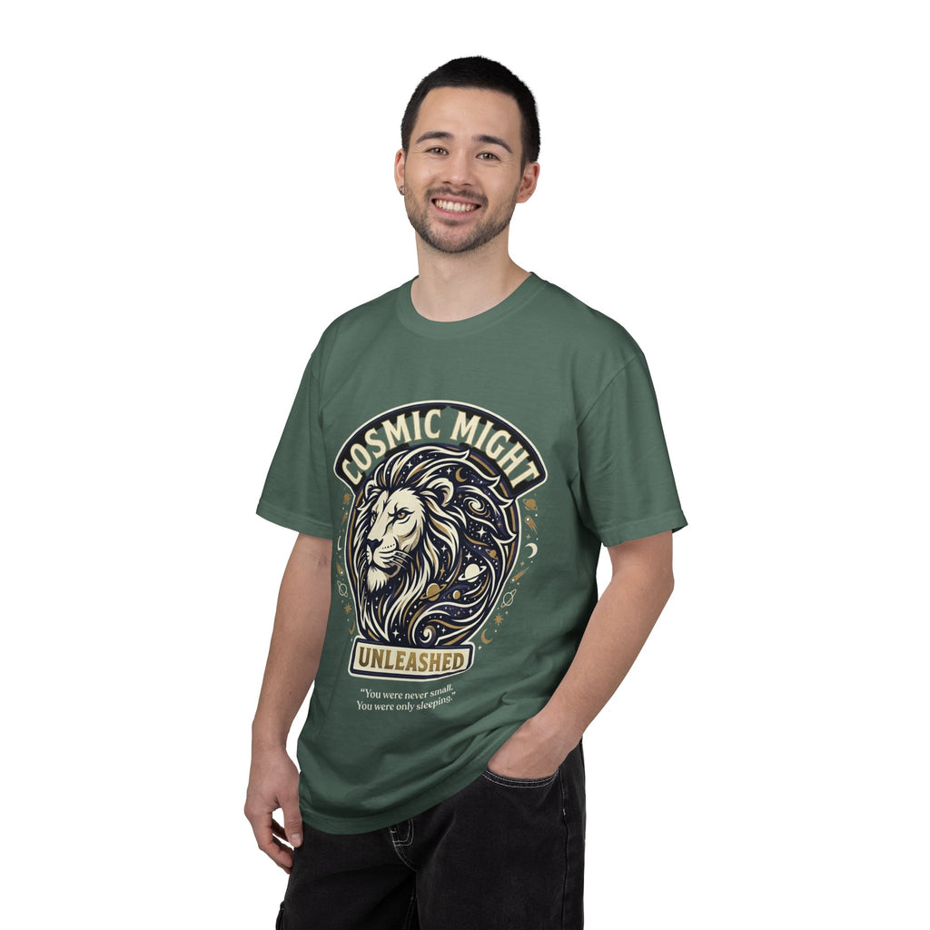 PRB Starforged Flex Cosmic Might Unleashed Lion Graphic T-Shirt — "Unleashed" Inspirational Lion Tee by Power Runs Black