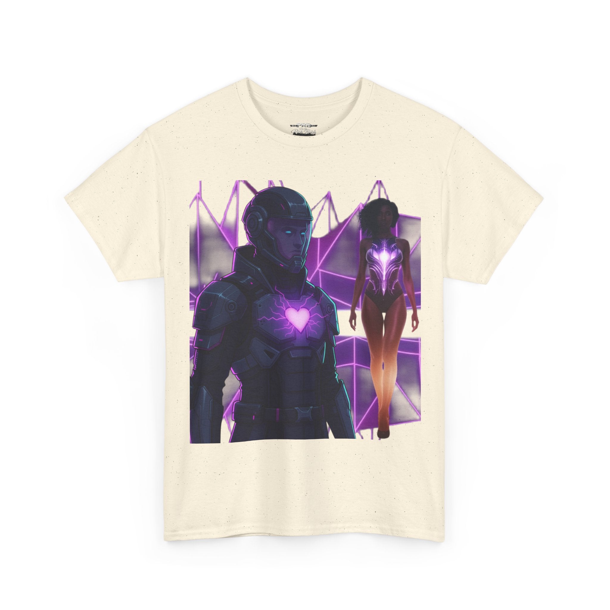 Power Run Black PRB Pretty Rich Bitch The Collection Purple Heart Cyberpunk Knight T-Shirt | Futuristic Armor Sci‑Fi Tee by Printify