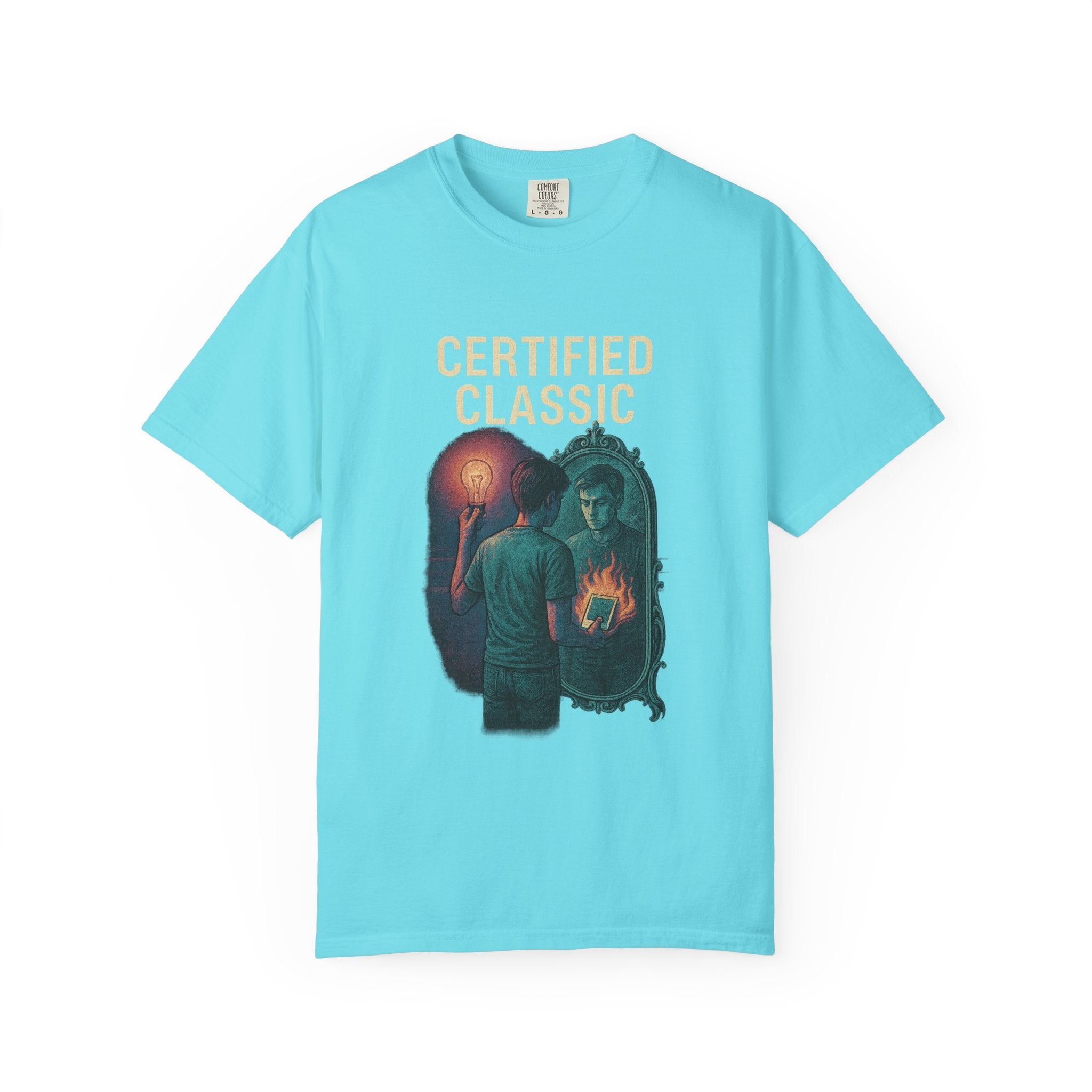 PRB Certified Classic Mirror Illustration T-shirt | Retro Mystic Artwork by Power Runs Black