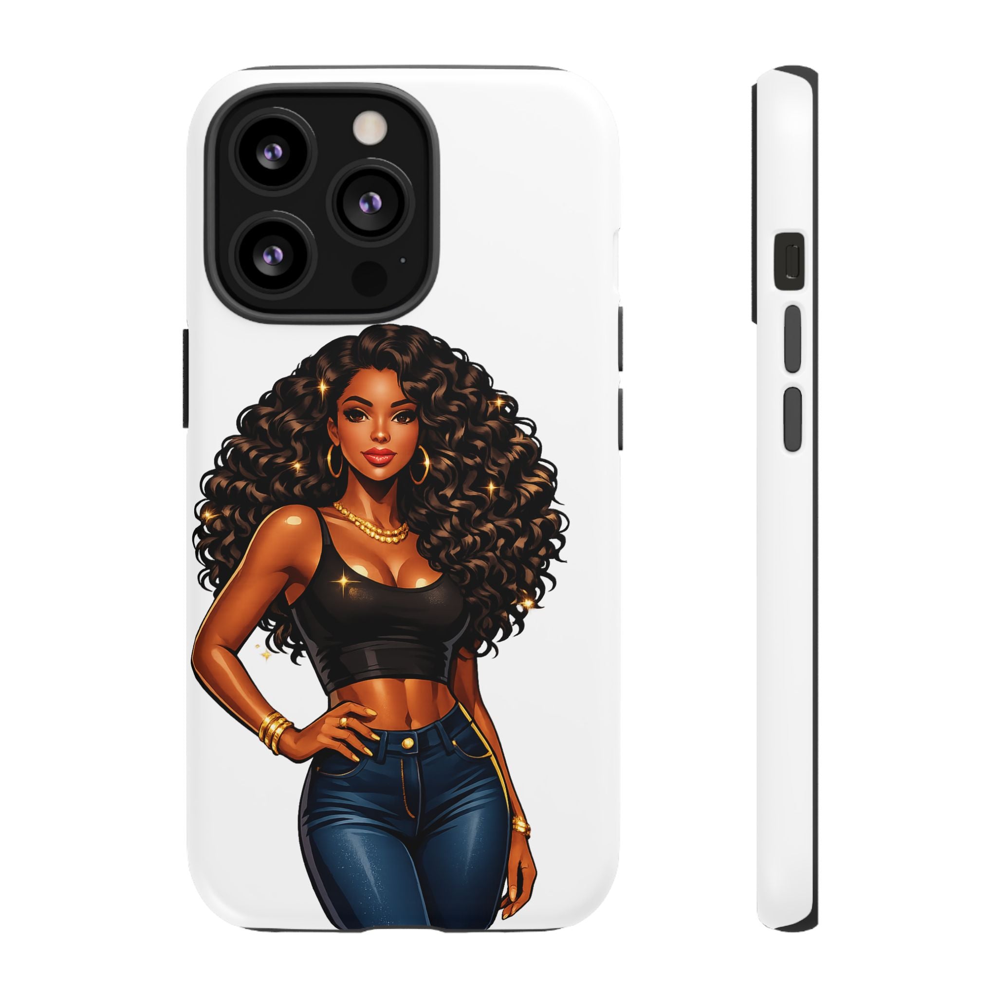 Pretty Rich Bitch by PRB Curly Hair Phone Case by Power Runs Black