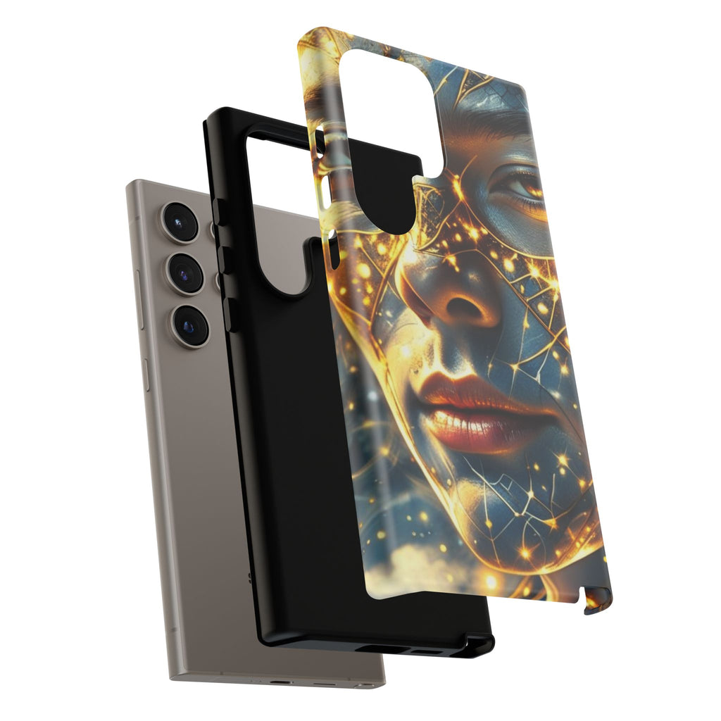 PRB Galactic Portrait Tough Case | Cosmic Face Phone Case, Starry Nebula Design by Power Runs Black