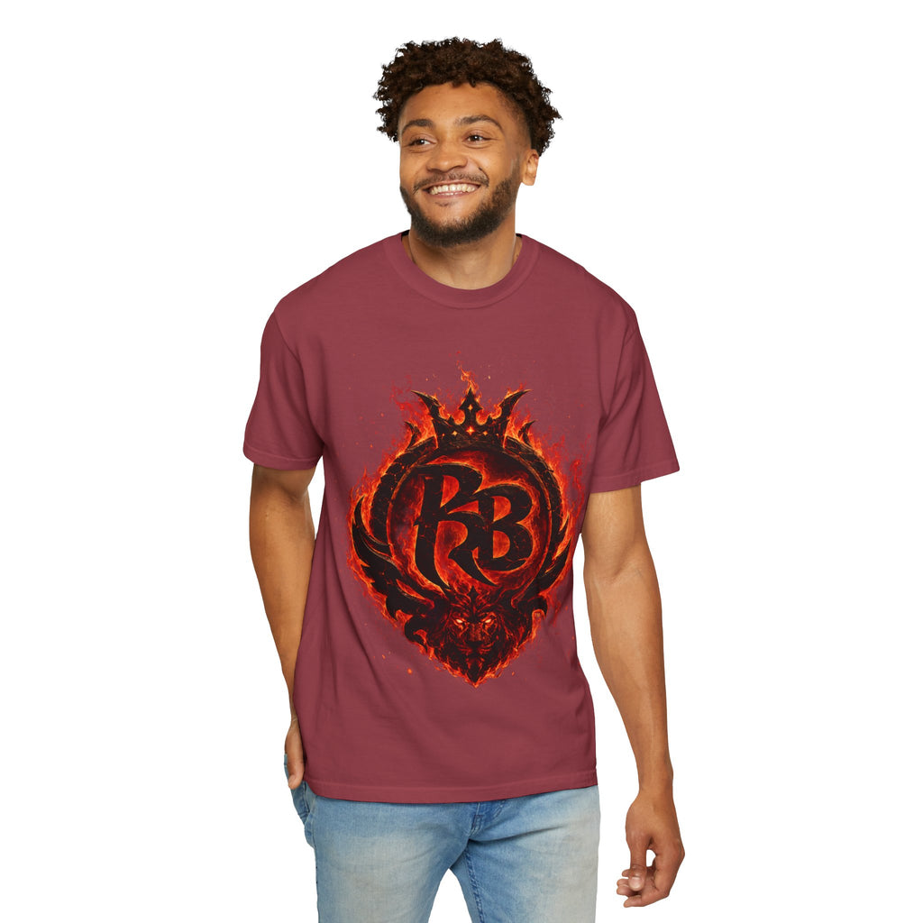 Power Runs Back PRB Flame Logo T-shirt | Fiery Emblem Tee, Grunge Rock Chic by Power Runs Black