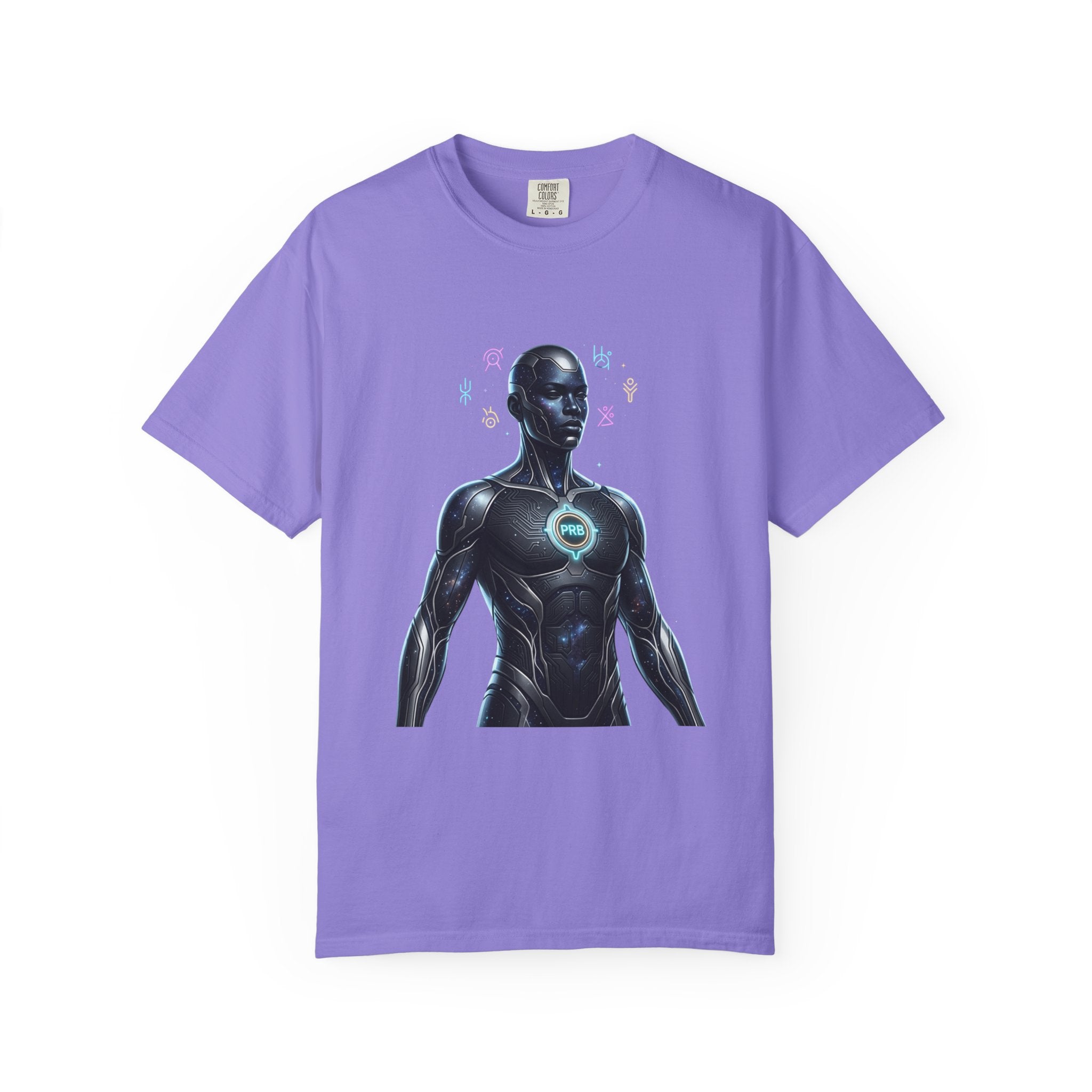 Printify PRB — “Algorithm God” 4K Futuristic Cyborg with Glowing Chest T-shirt | Sci-Fi Android Art - T-Shirt