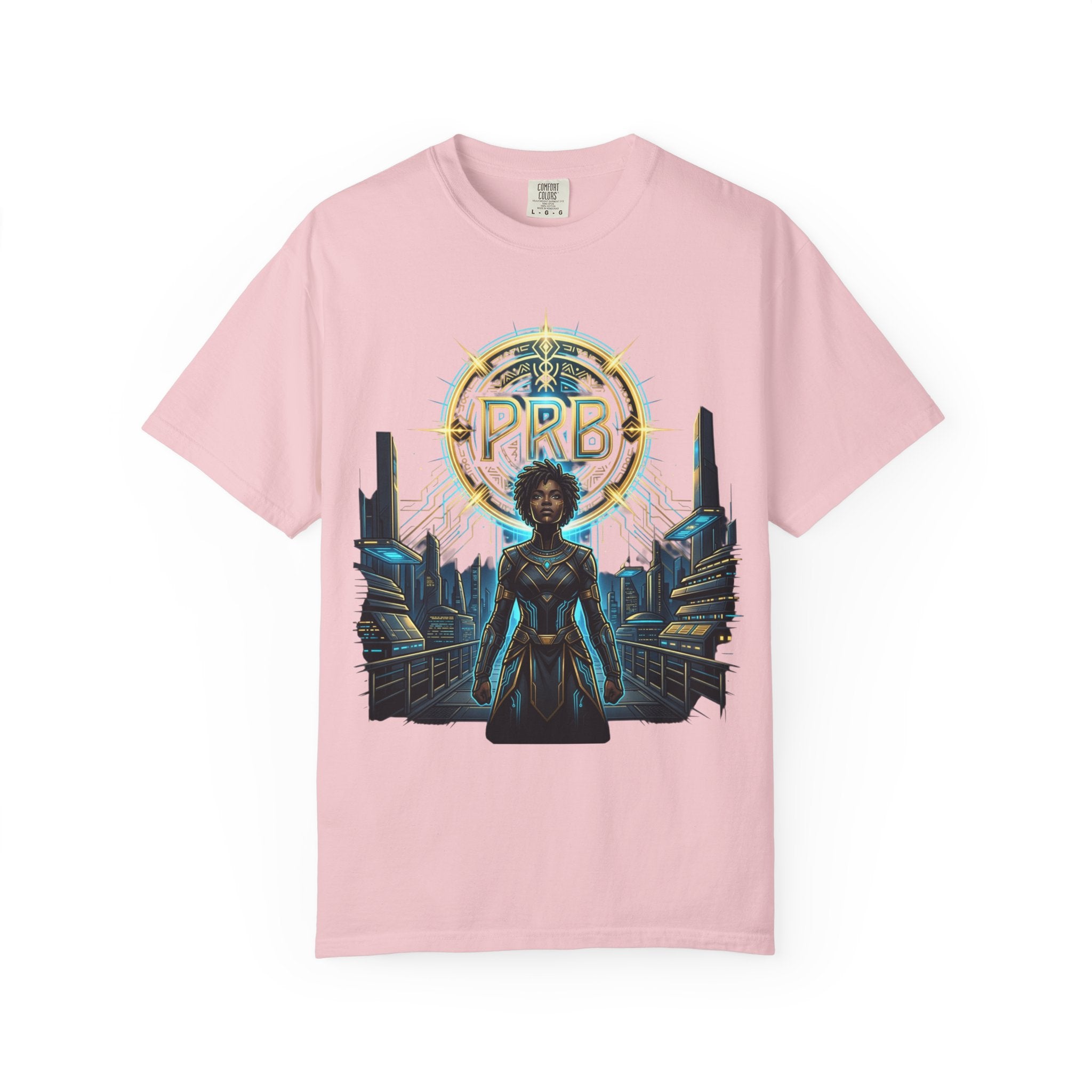 Futuristic Warrior Afrofuturist Graphic T-Shirt | Sci-Fi Streetwear Tee by Printify